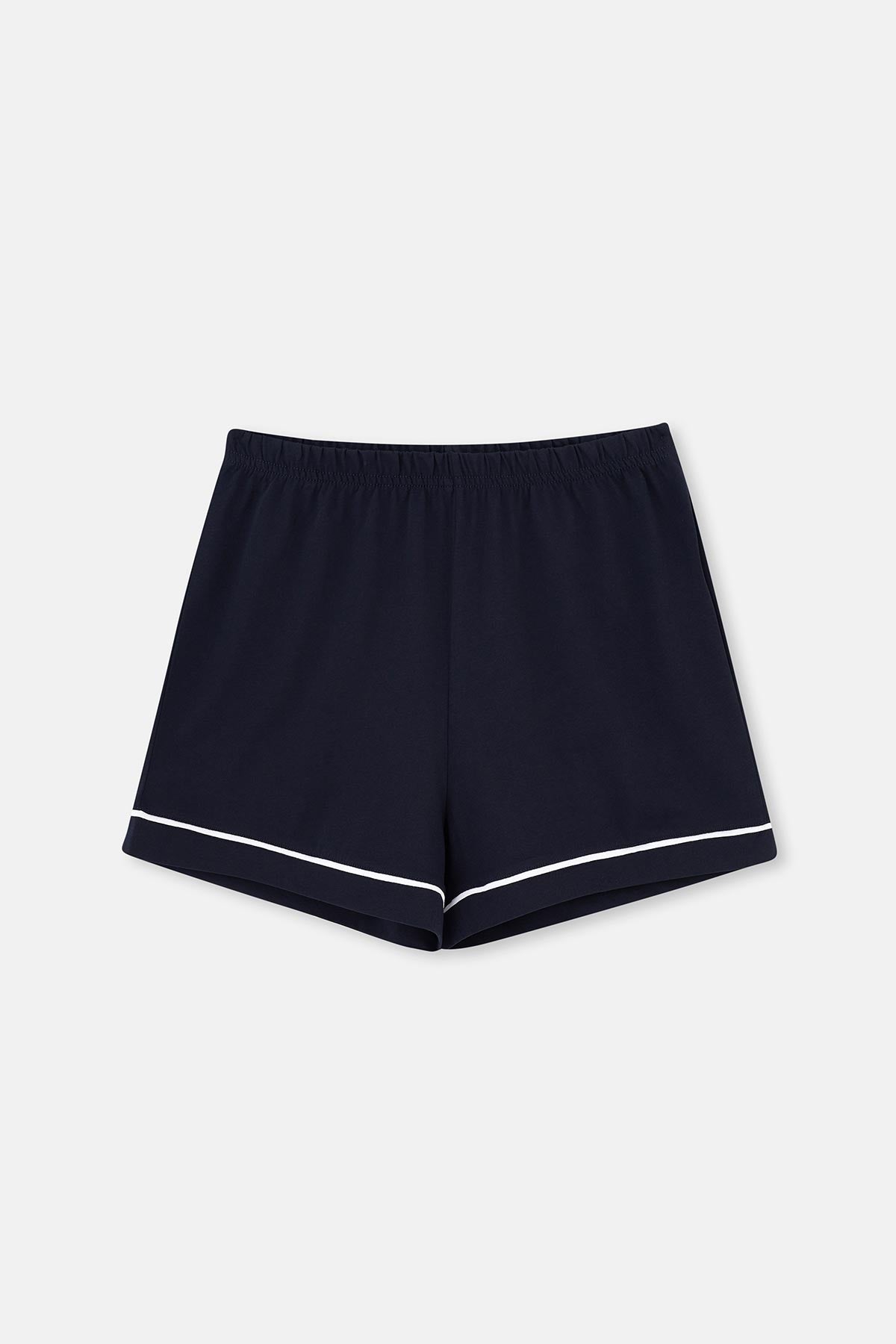 Lacivert Biye Detaylı Basic Şortlu Pijama Takımı