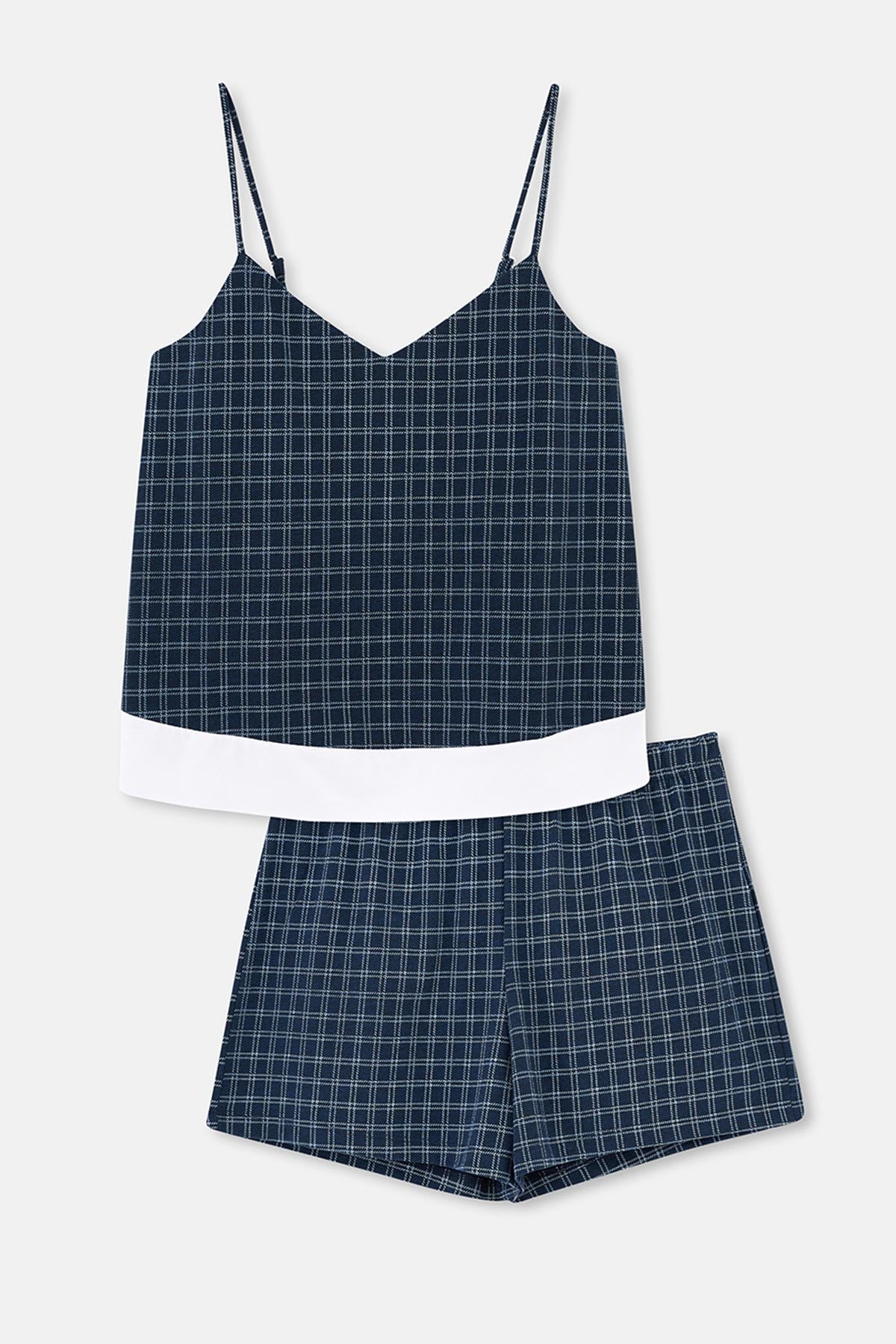 Lacivert Baskılı Atlet Şort Pijama Takımı