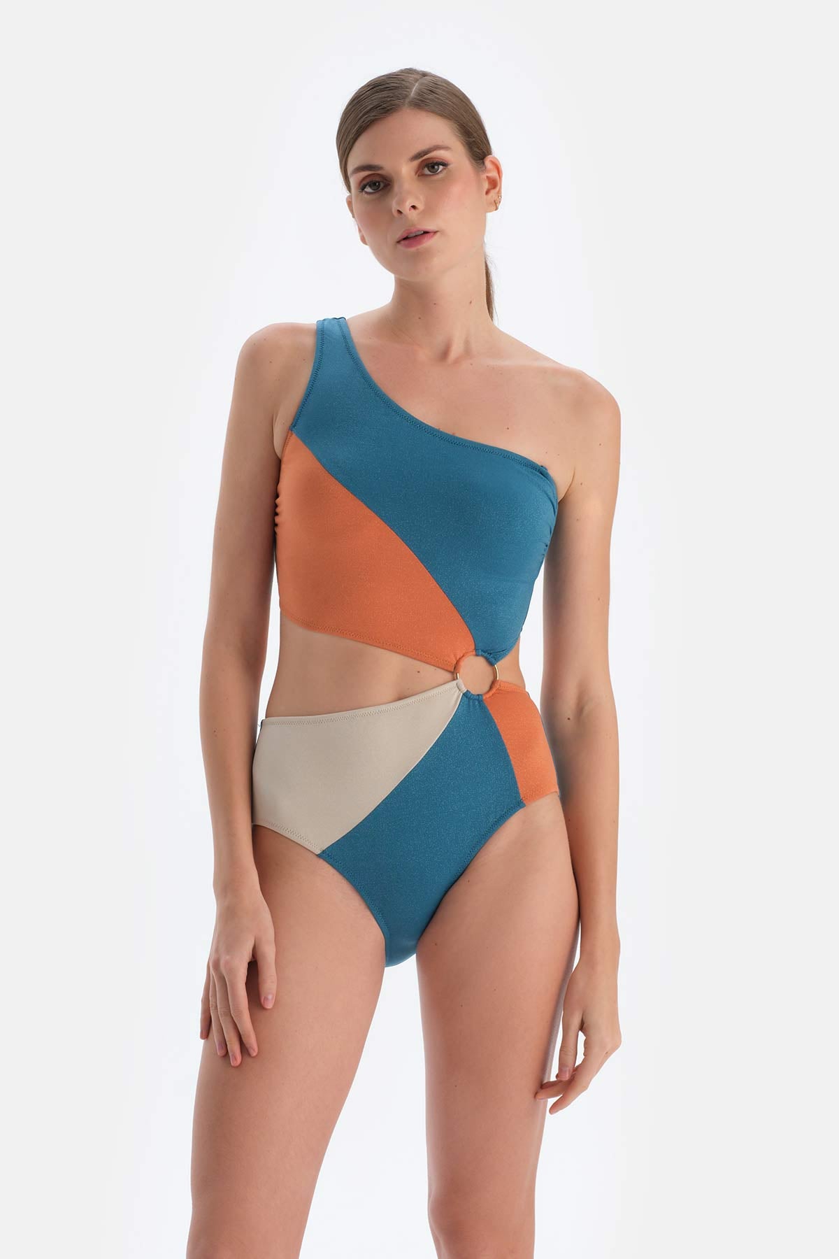 Petrol Mavi Tek Omuz Mayokini