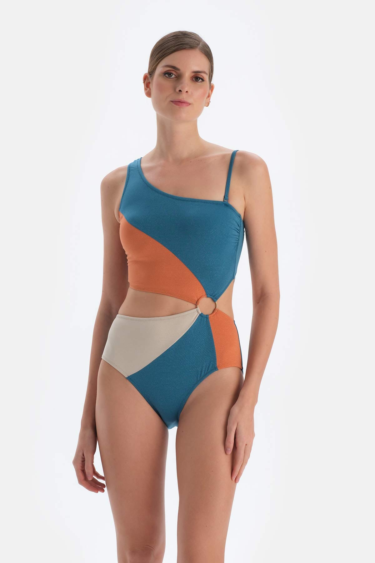 Petrol Mavi Tek Omuz Mayokini