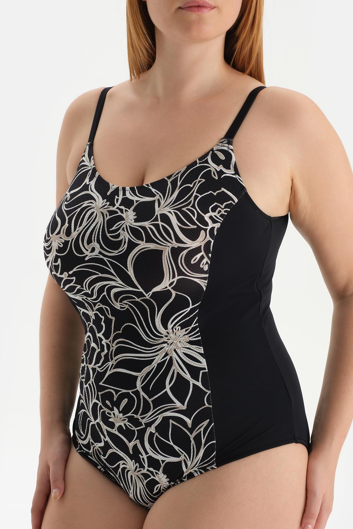 Beyaz-Siyah Korseli Toparlayıcı Mayo