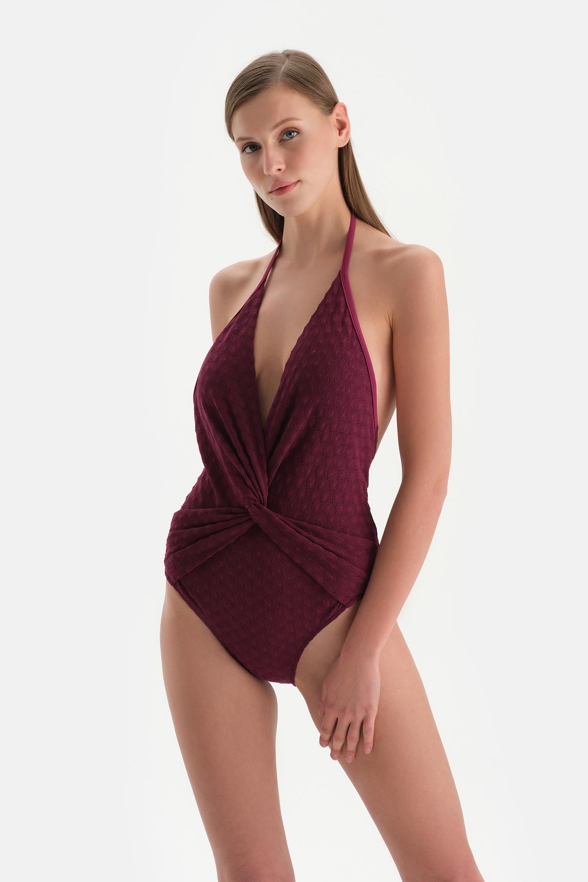 Bordo Boyundan Bağlı Mayo