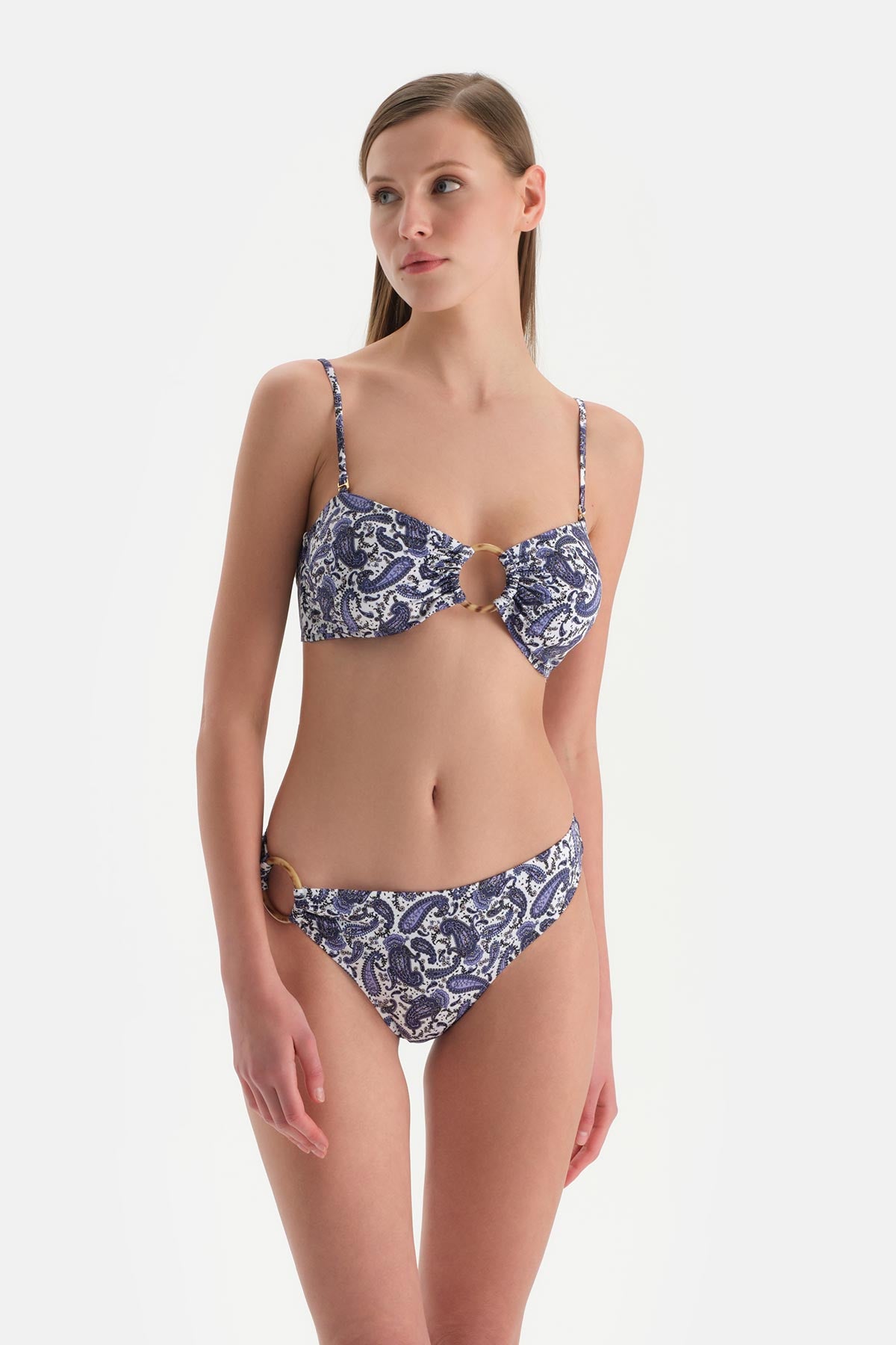 Ekru-Mor Straplez Bikini Üst