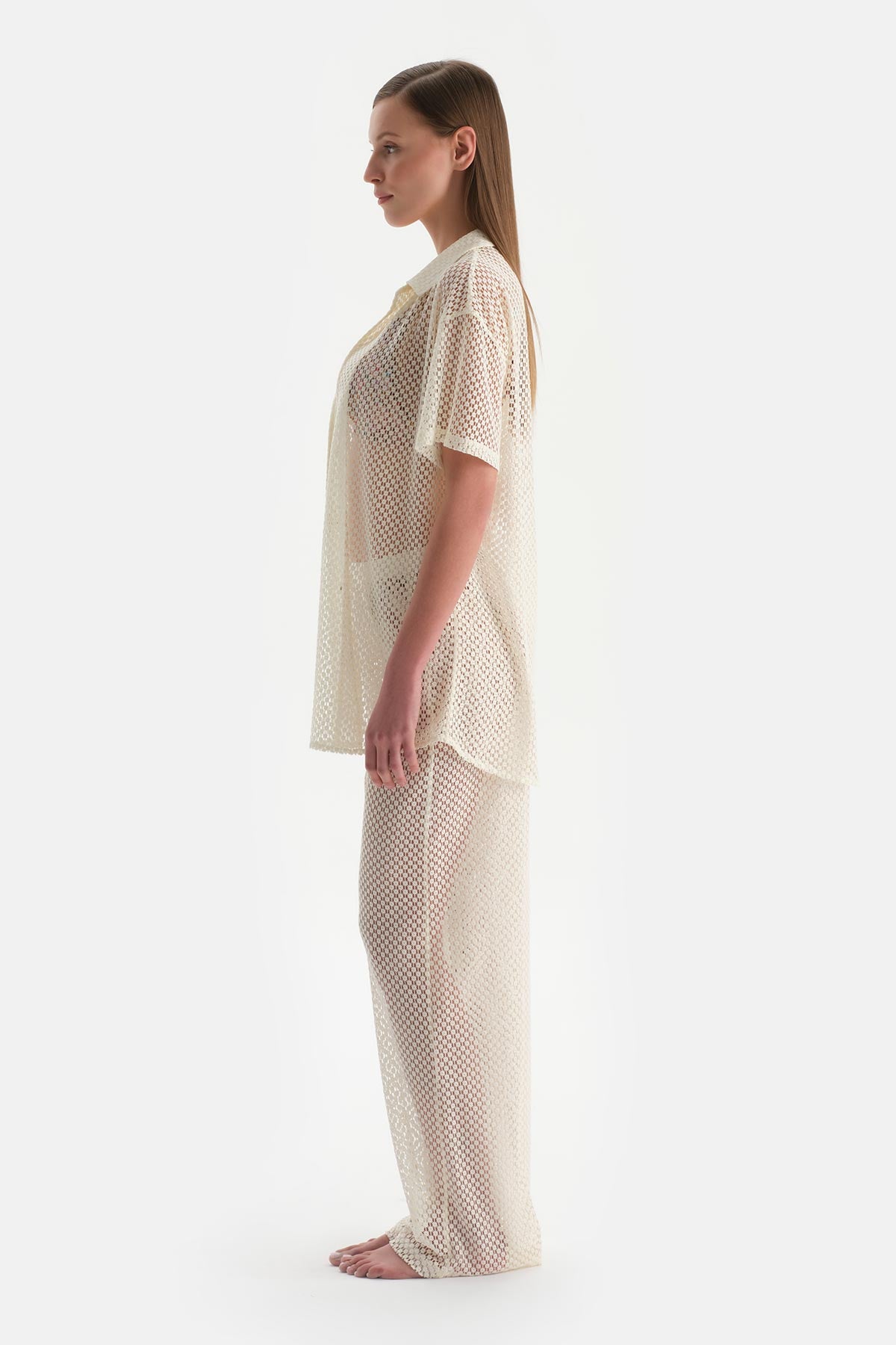 Ekru Kısa Kol Gömlek