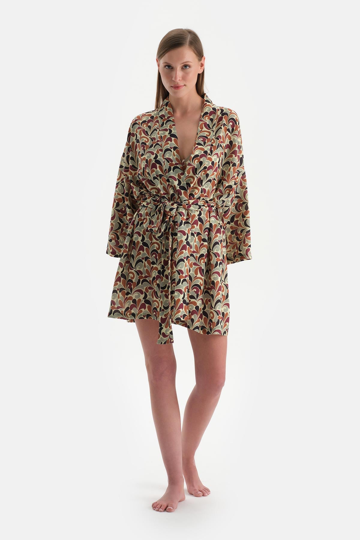 Kahverengi Kısa Kimono