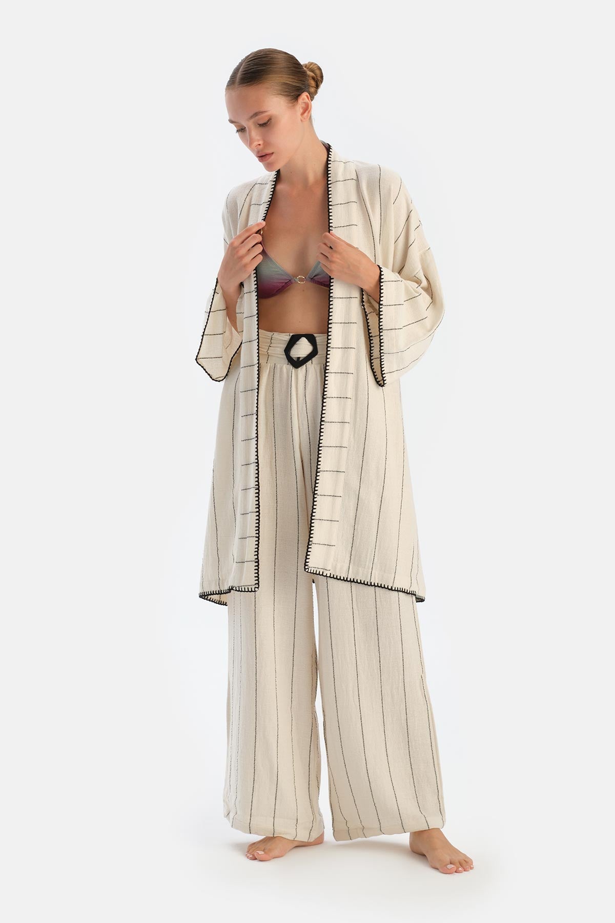 Ekru-Siyah Ryder Act - Anatolia Koleksiyonu - Kimono