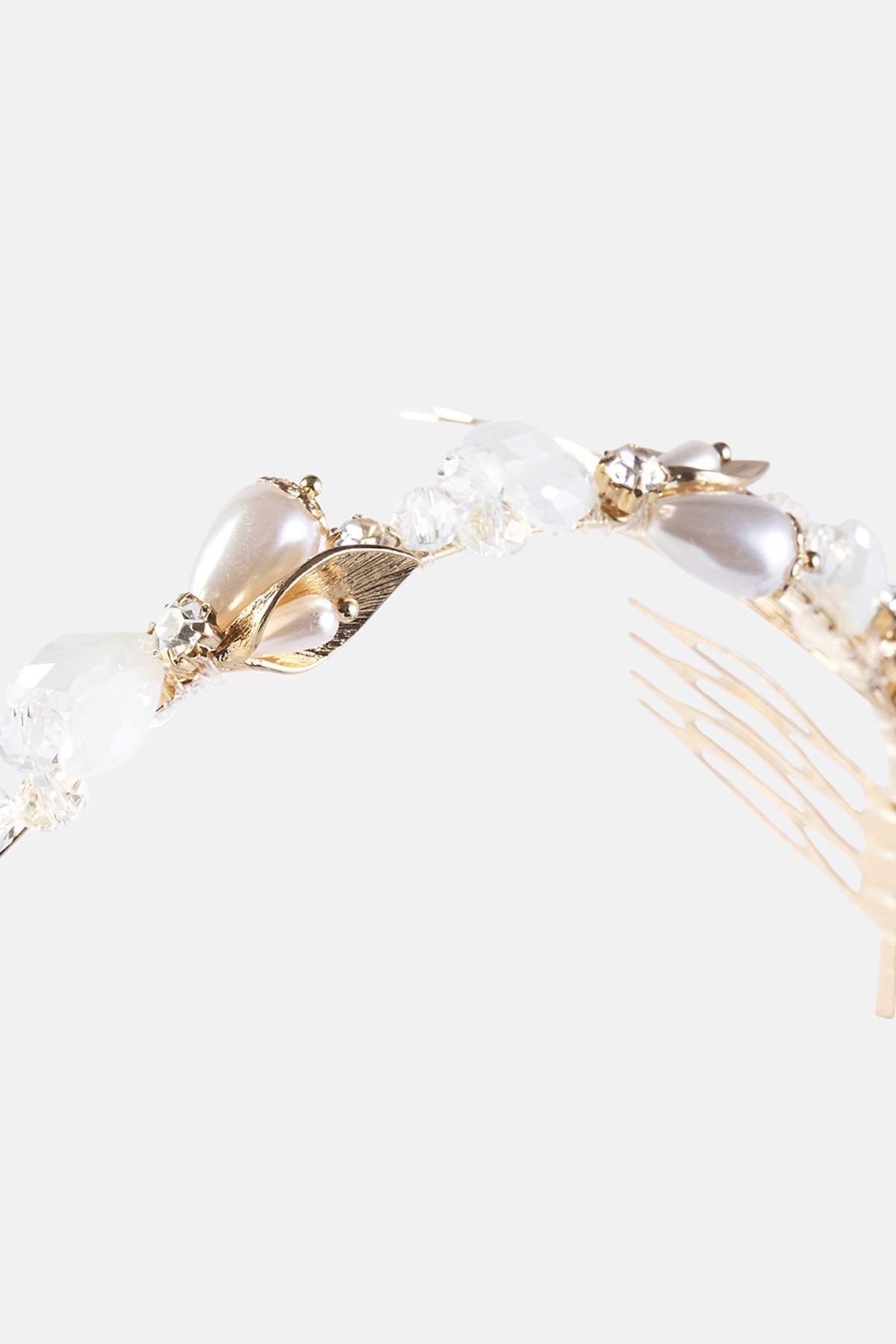 Sarı Kadın Brıde Taç Kristal Çiçek