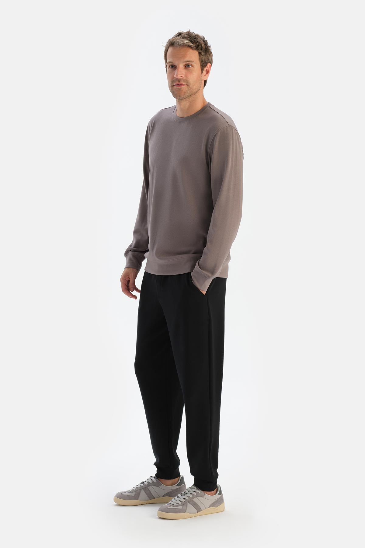 Gri Erkek Modal Bisiklet Yaka Sweatshırt
