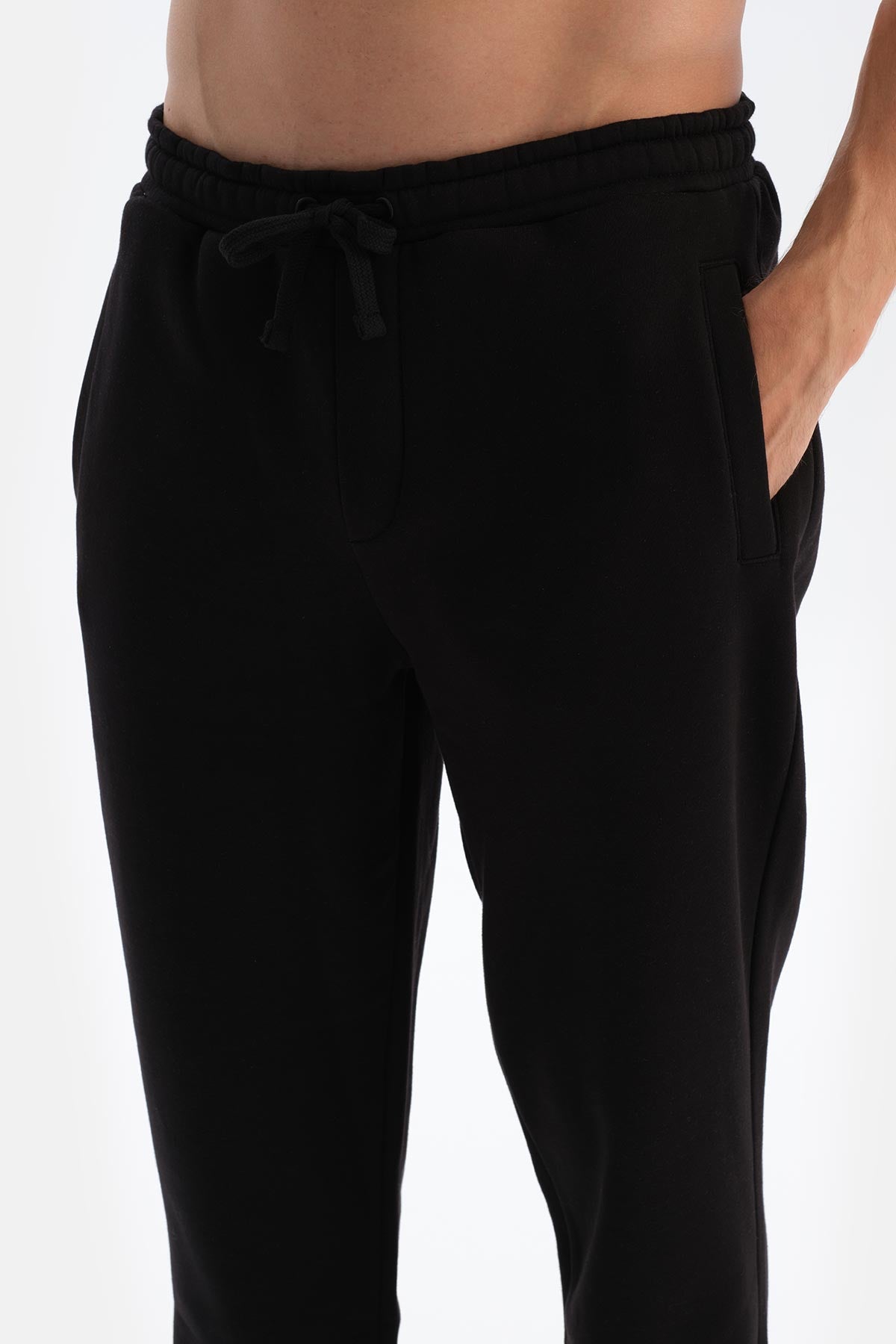 Siyah Erkek Içi Şardonlu Eşofman Altı