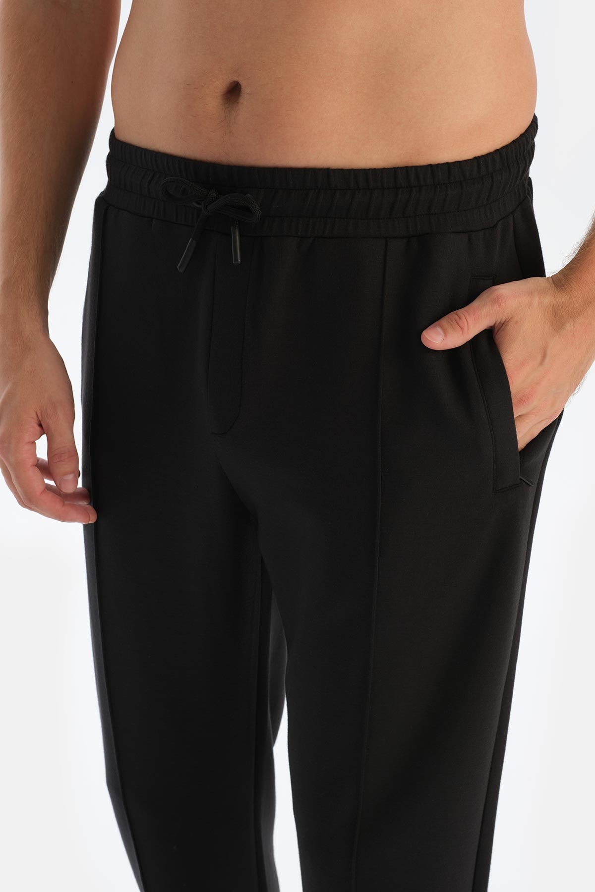 Siyah Erkek Modal Nervür Detaylı Eşofman Altı