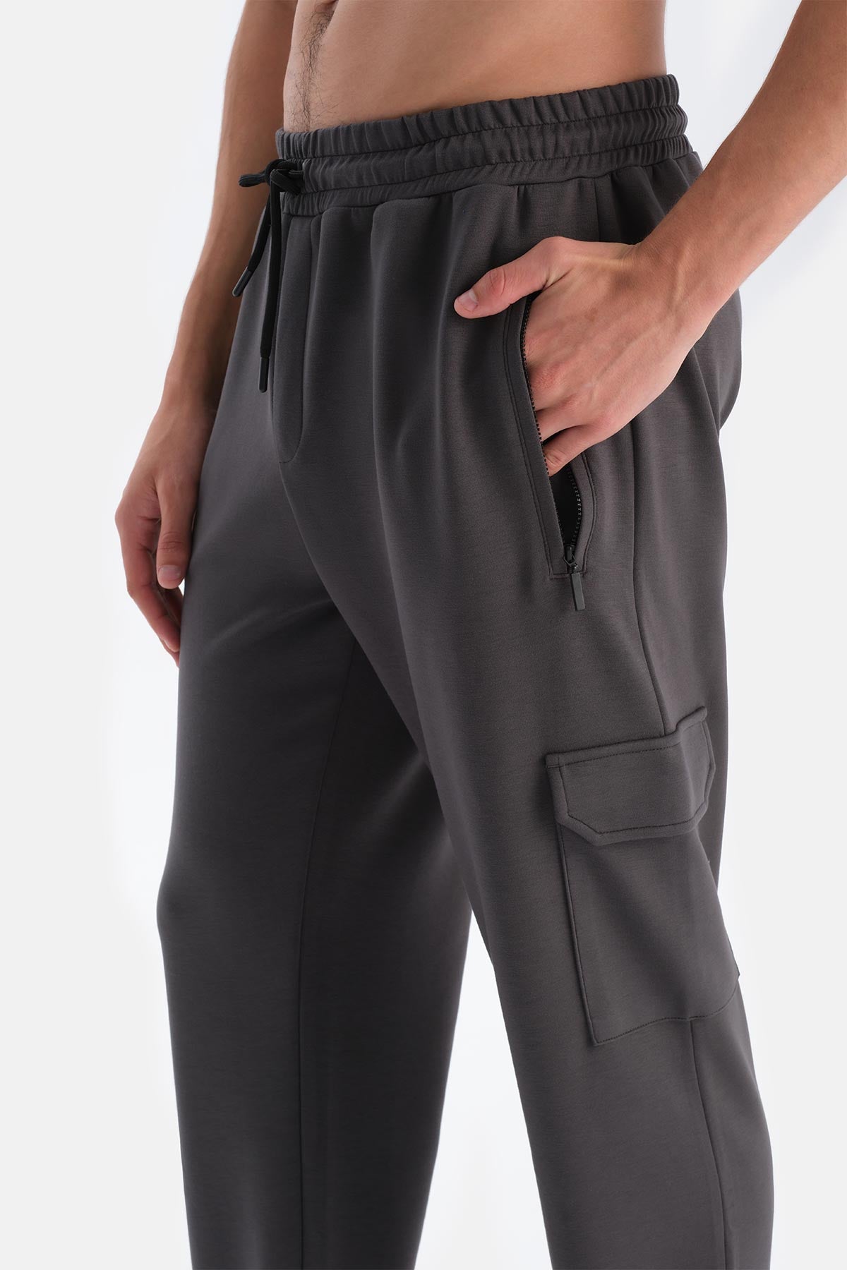 Antrasıt Erkek Yan Cepli Modal Eşofman Altı