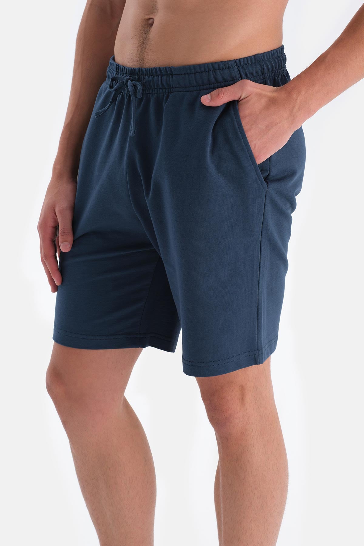 Lacivert Iki Iplik Cepli Şort Pijama Altı