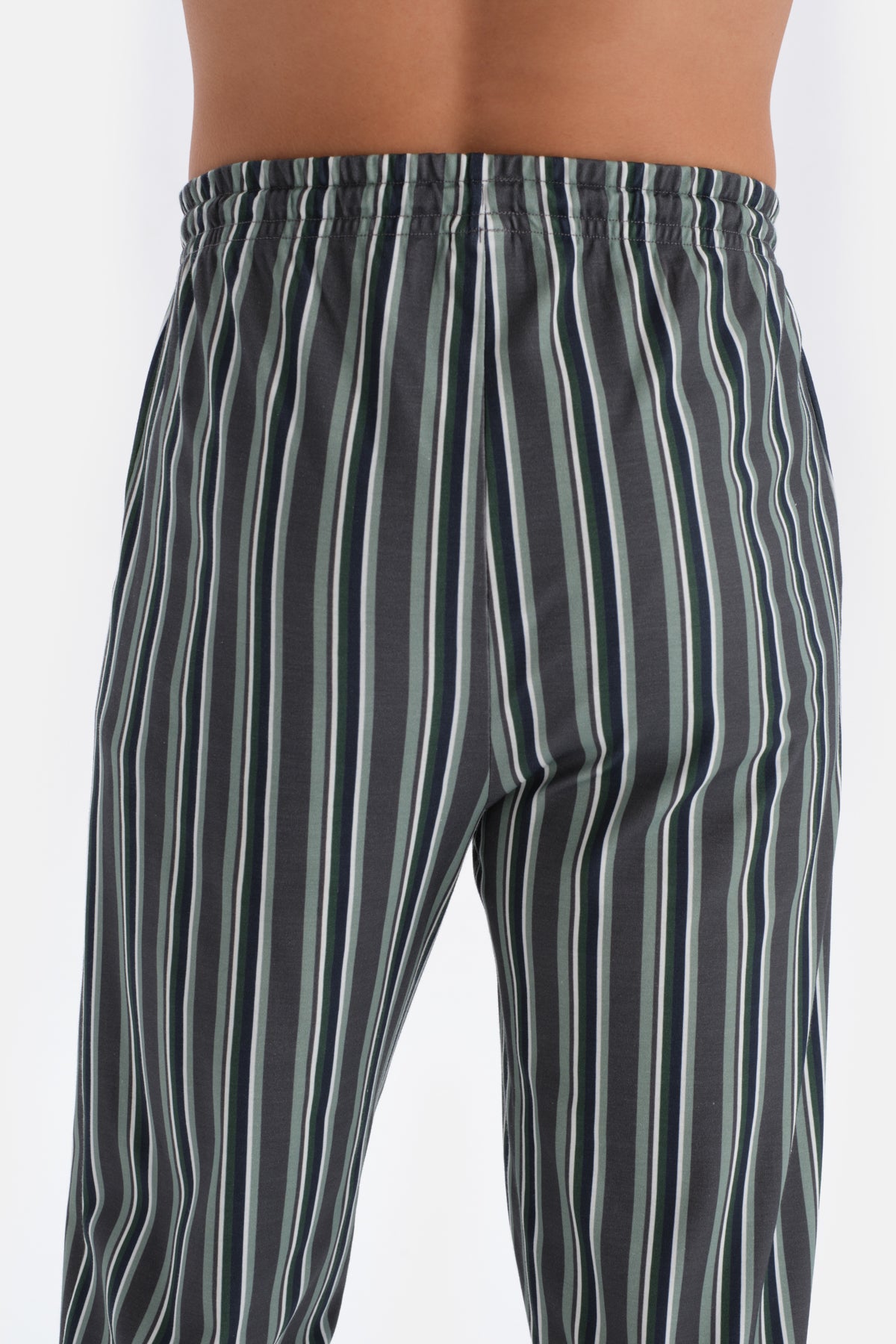 Füme Gömlek Yaka Çizgili Pamuk Modal Pijama Takımı