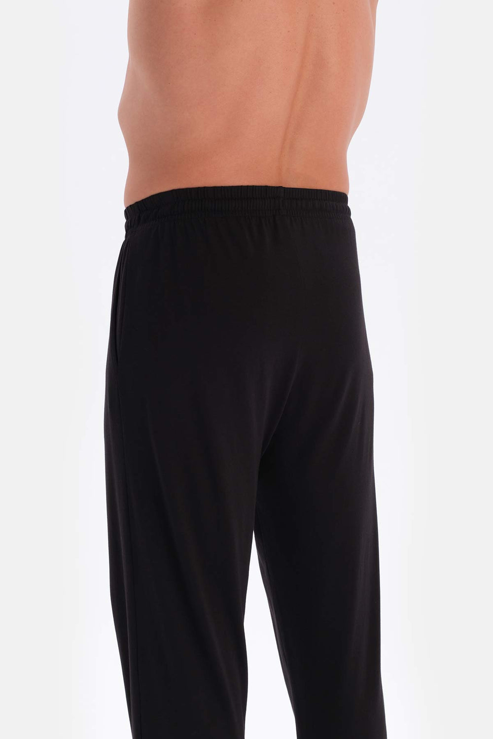 Siyah Bisiklet Yaka Penye Modal Pijama Takımı