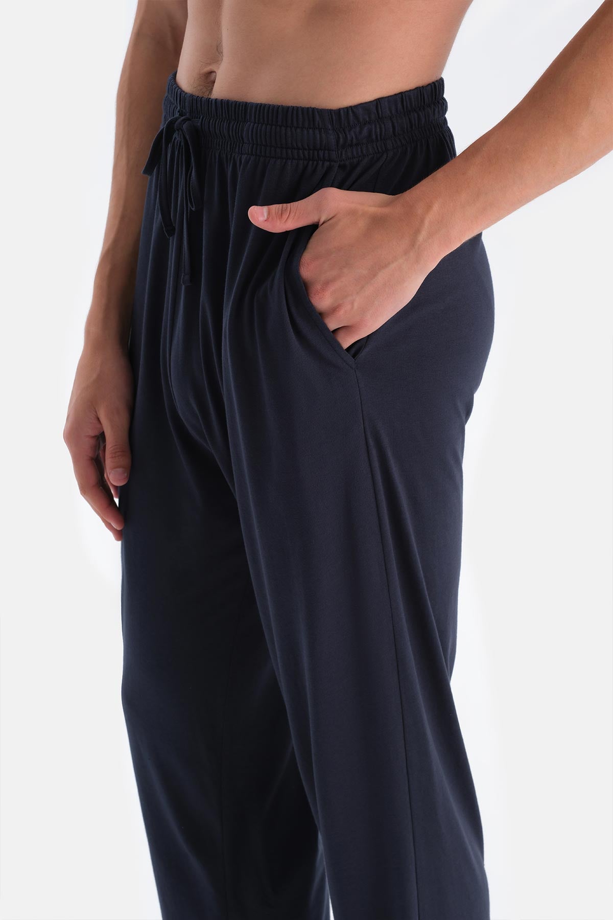 Lacivert Penye Modal Gömlek Pantolon Pijama Takımı