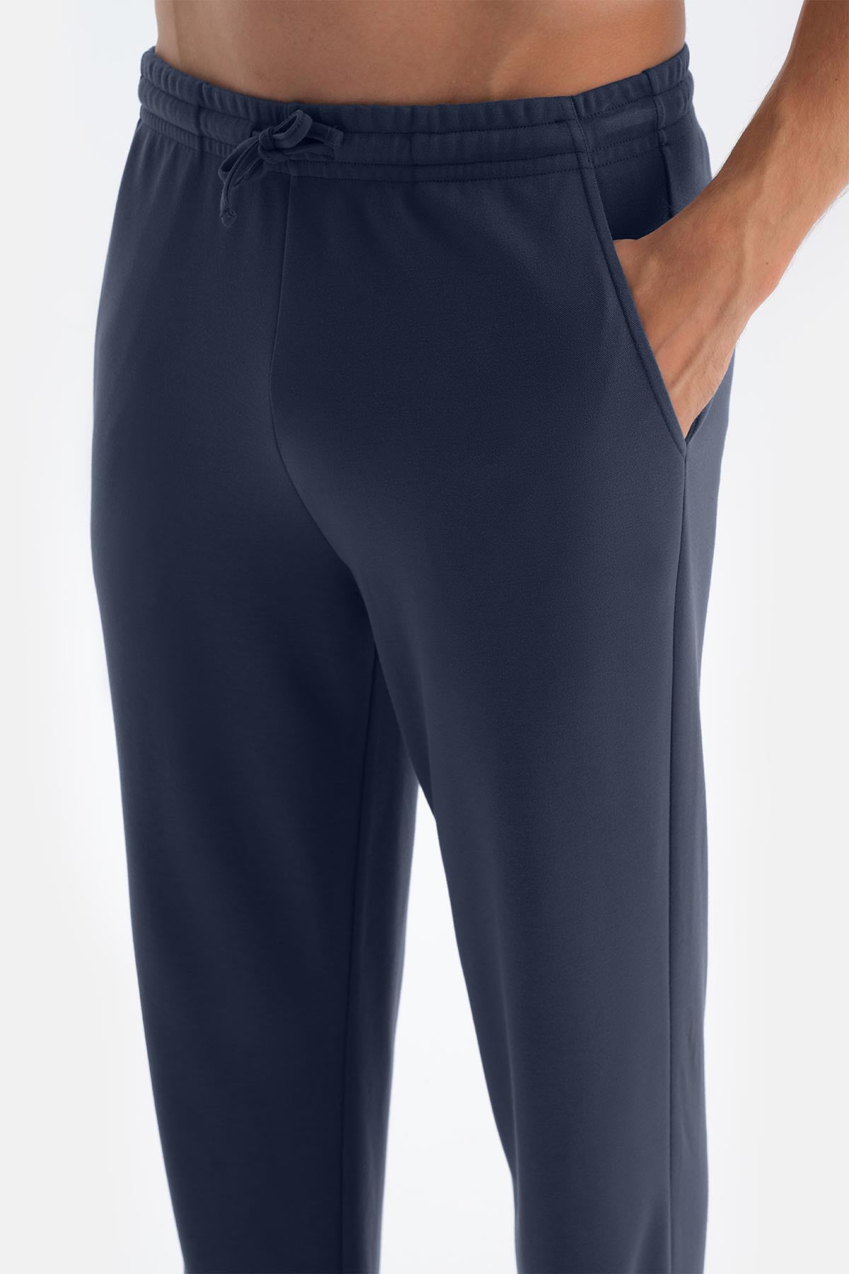 Lacivert Yarım Patlı Uzun Kollu Tişört Pantolon Pijama Takımı