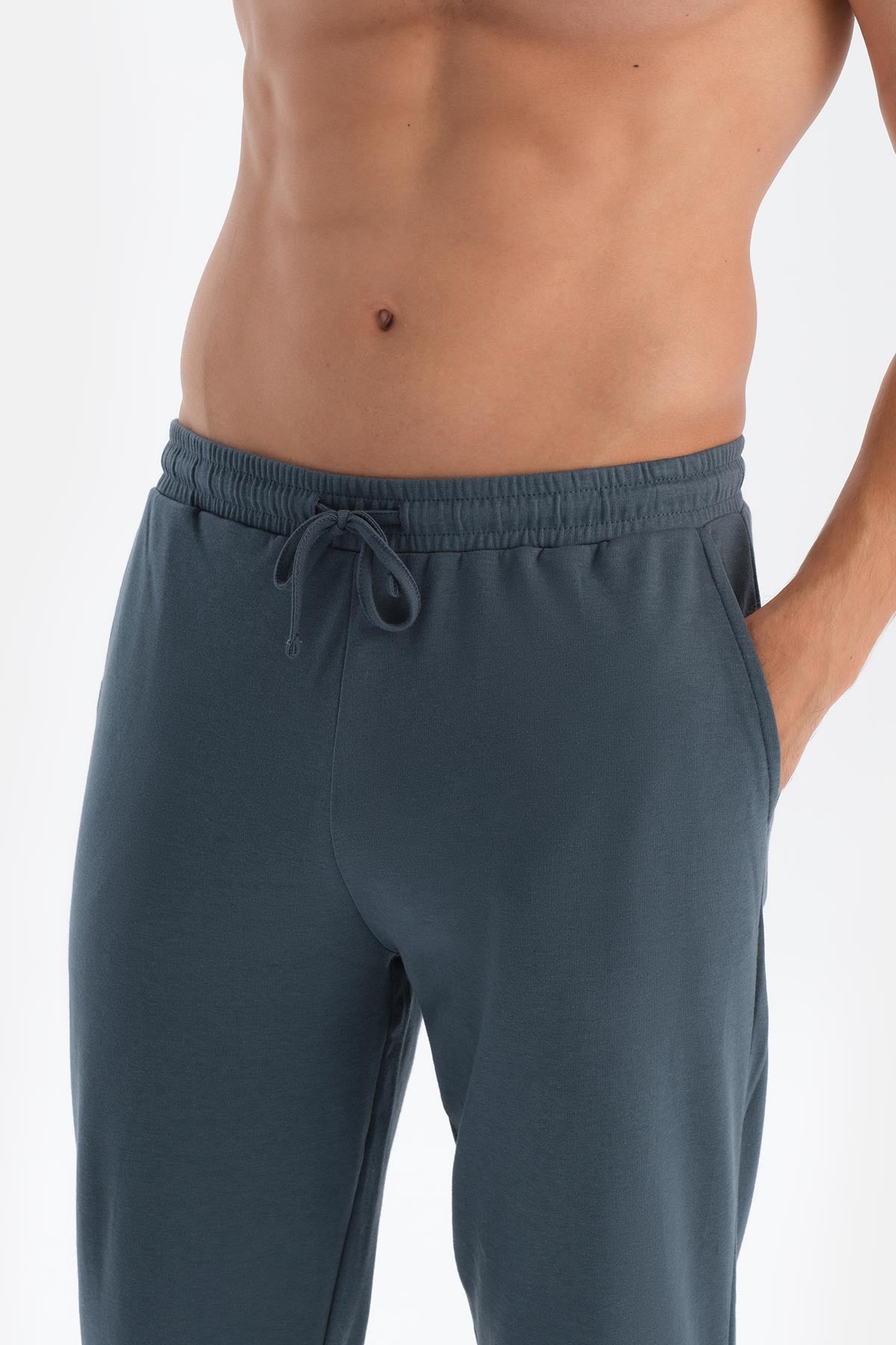 Gri Yarım Patlı Cep Detaylı Celliant Pijama Takımı