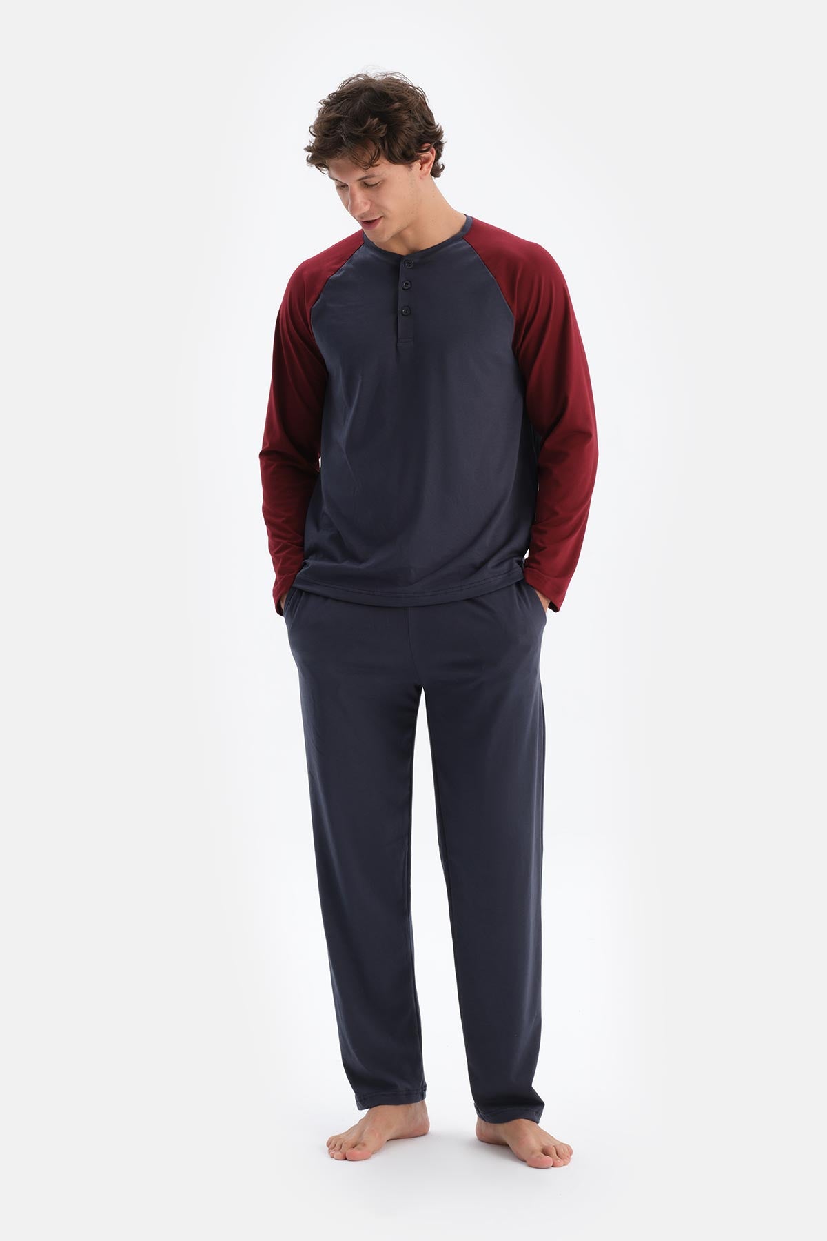 Antrasıt Erkek Reglan Kol Pijama Takımı