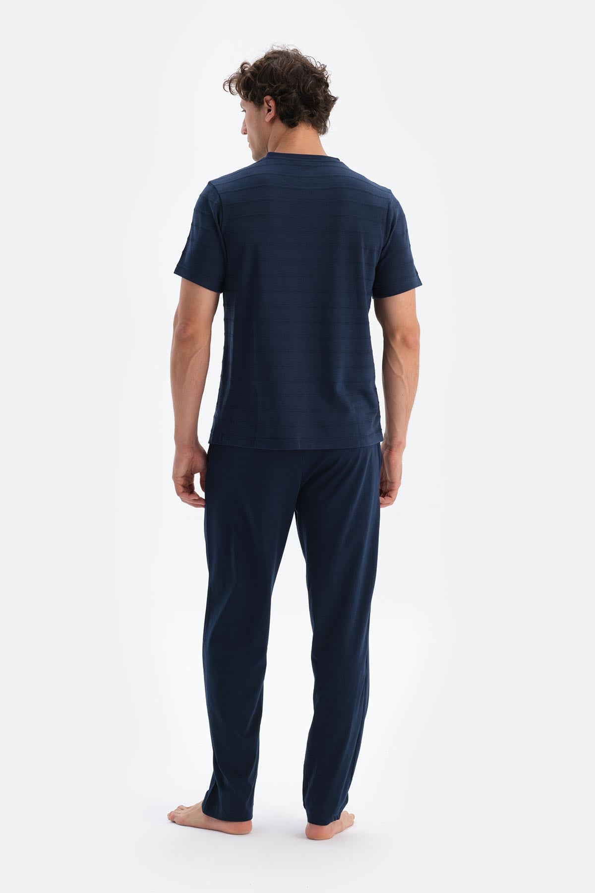 Lacivert Erkek O Yaka Pijama Takımı