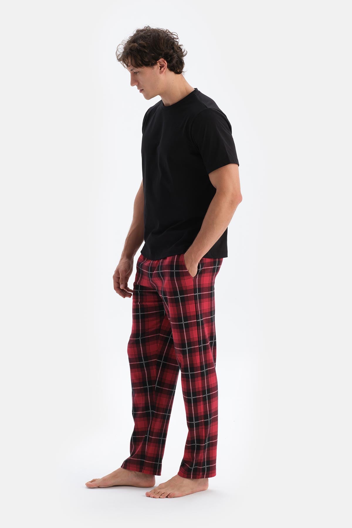 Siyah Erkek O Yaka Pijama Takımı