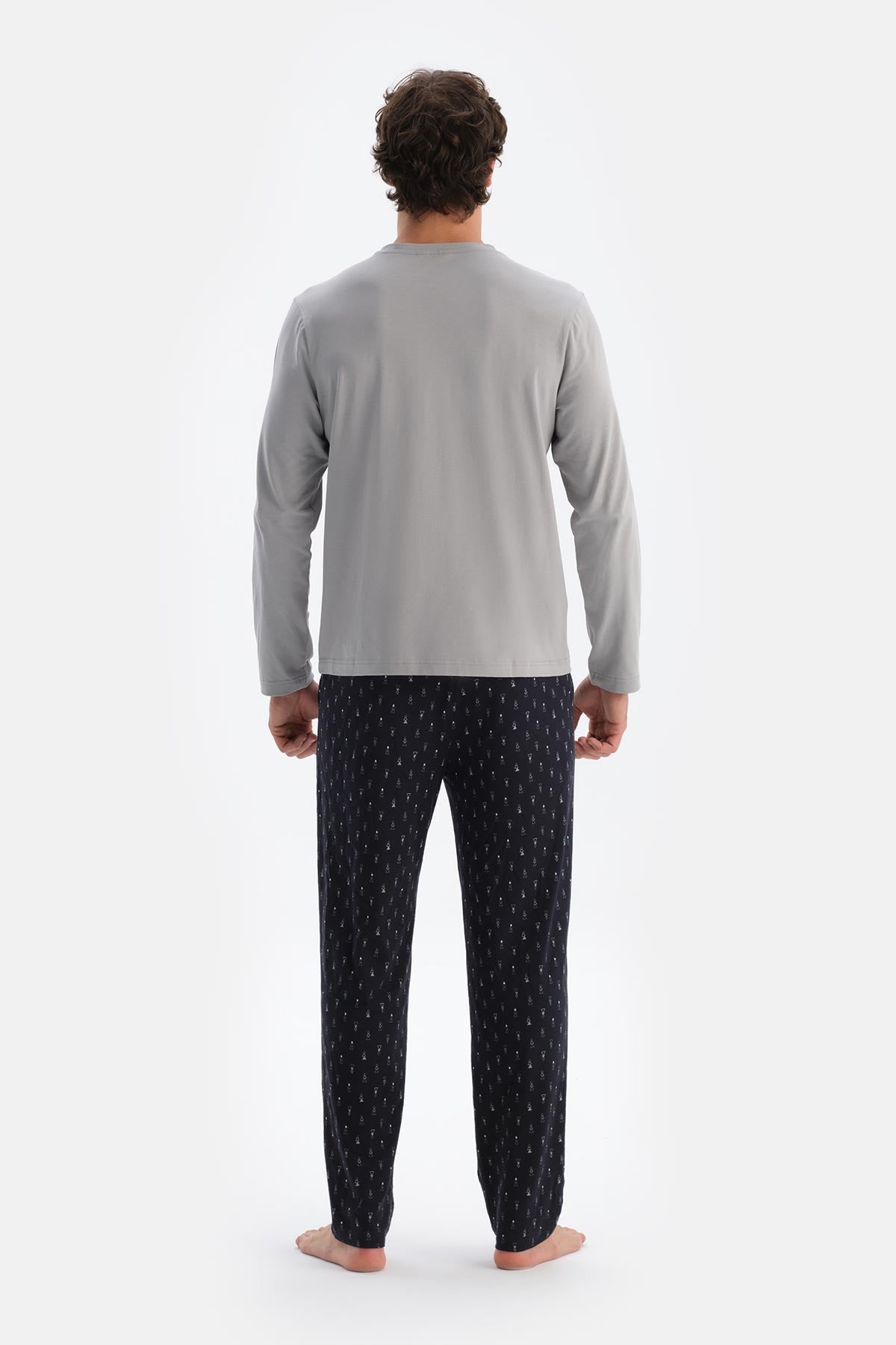 Lacivert Desenli Penye Modal Örme Pantolon