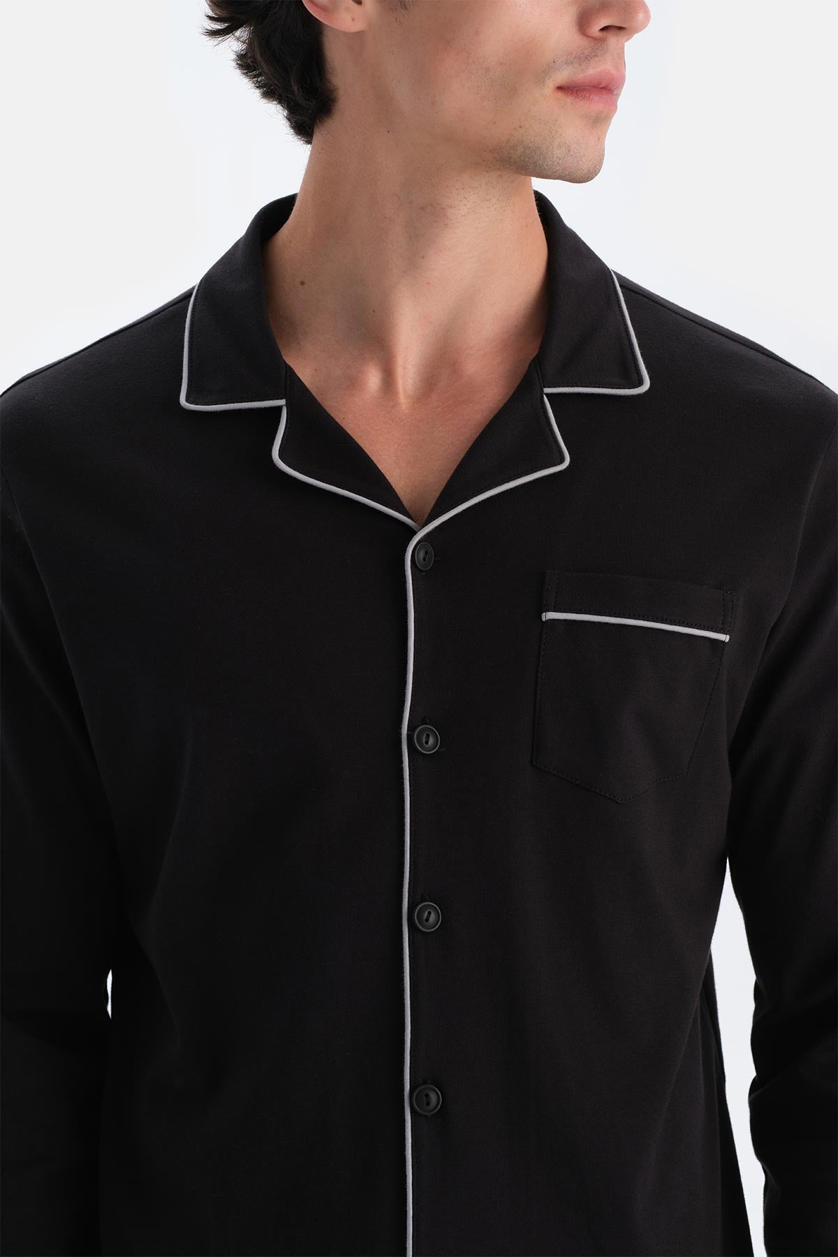 Siyah Merserize Gömlek