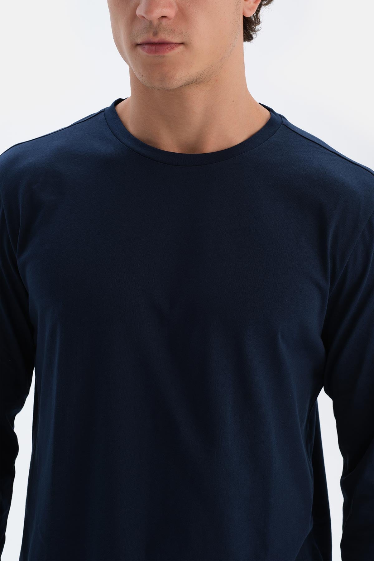 Indigo Bisiklet Yaka Pamuk Pijama Üstü