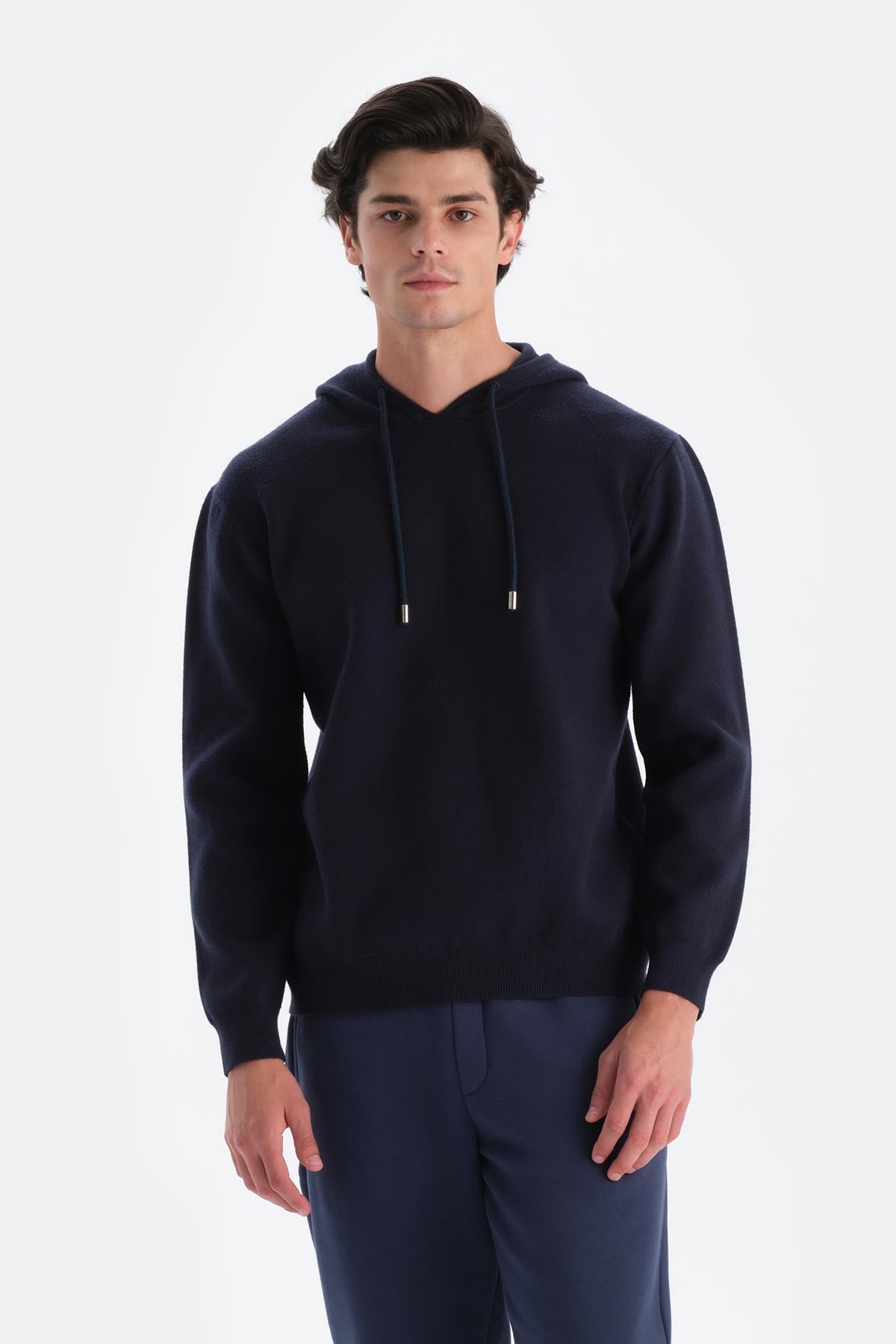 Lacivert Erkek Kapüşonlu Triko