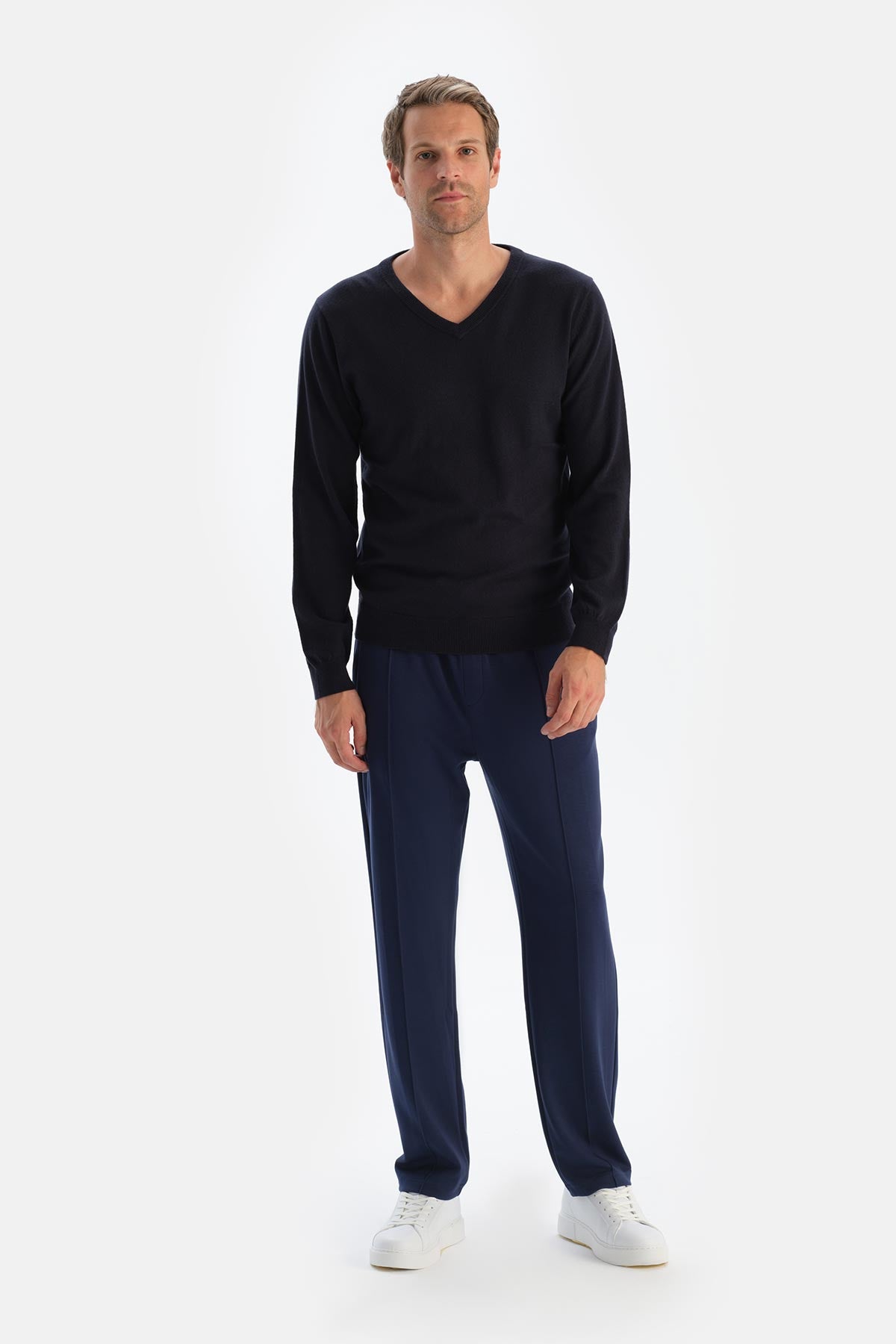 Antrasıt Erkek Kaşmir Karışımlı V Yaka Triko