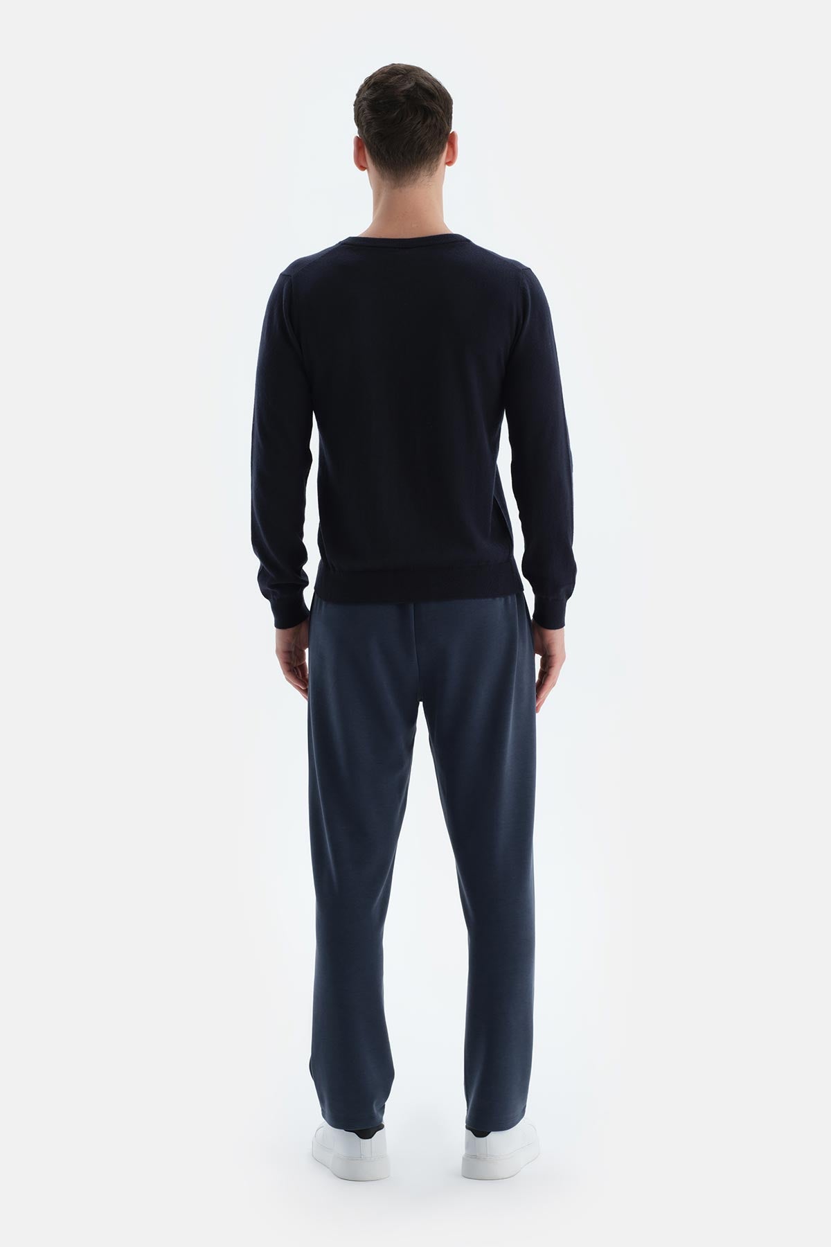 Lacivert Erkek Kaşmir Karışımlı V Yaka Triko