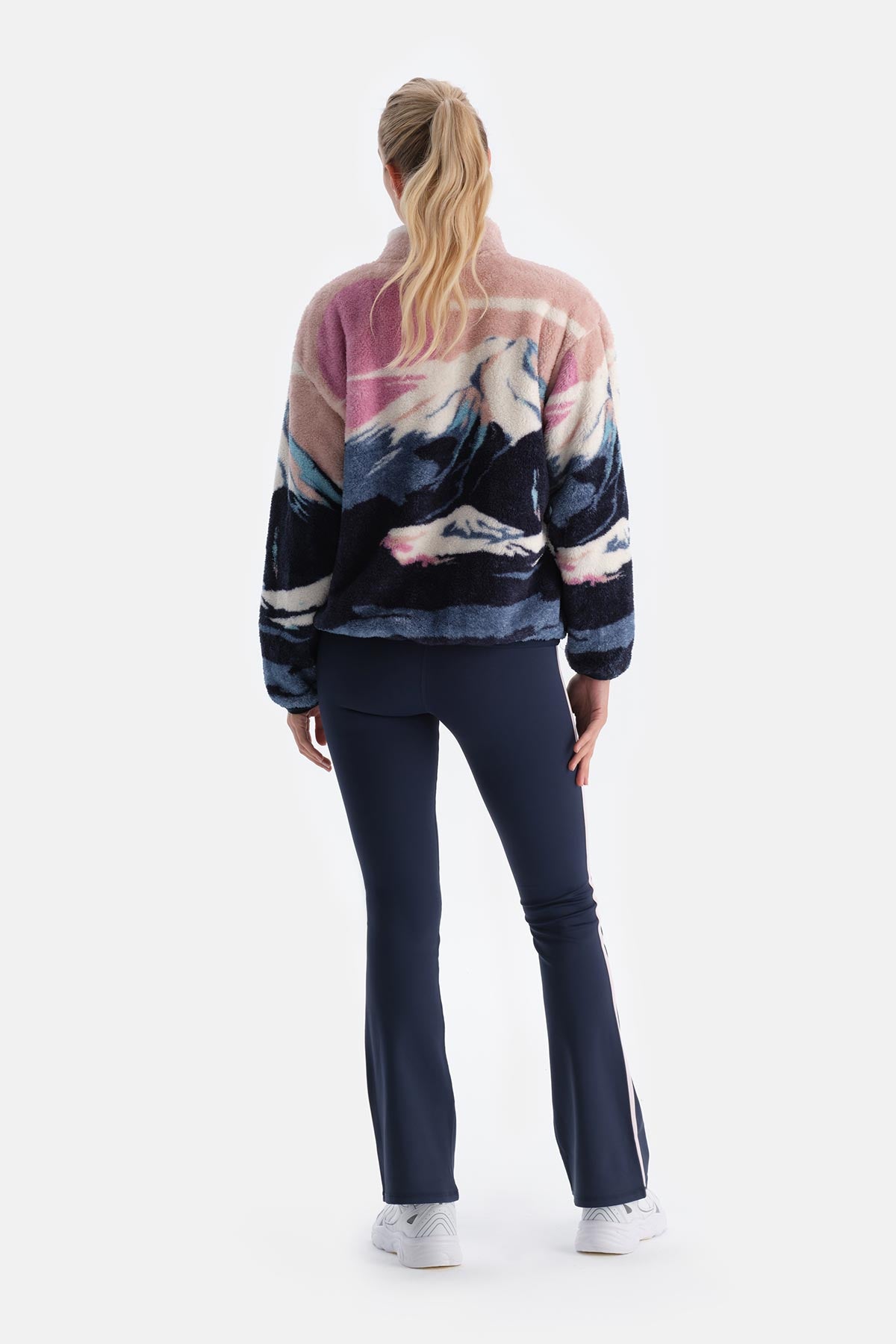 Multicolor Kadın Manzara Baskılı Polar Sweatshırt