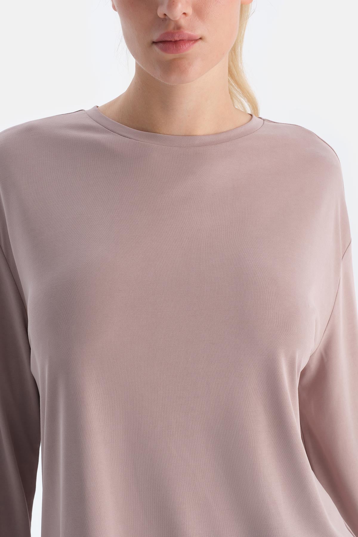 Pudra Kadın Modal Uzun Kollu Tişört