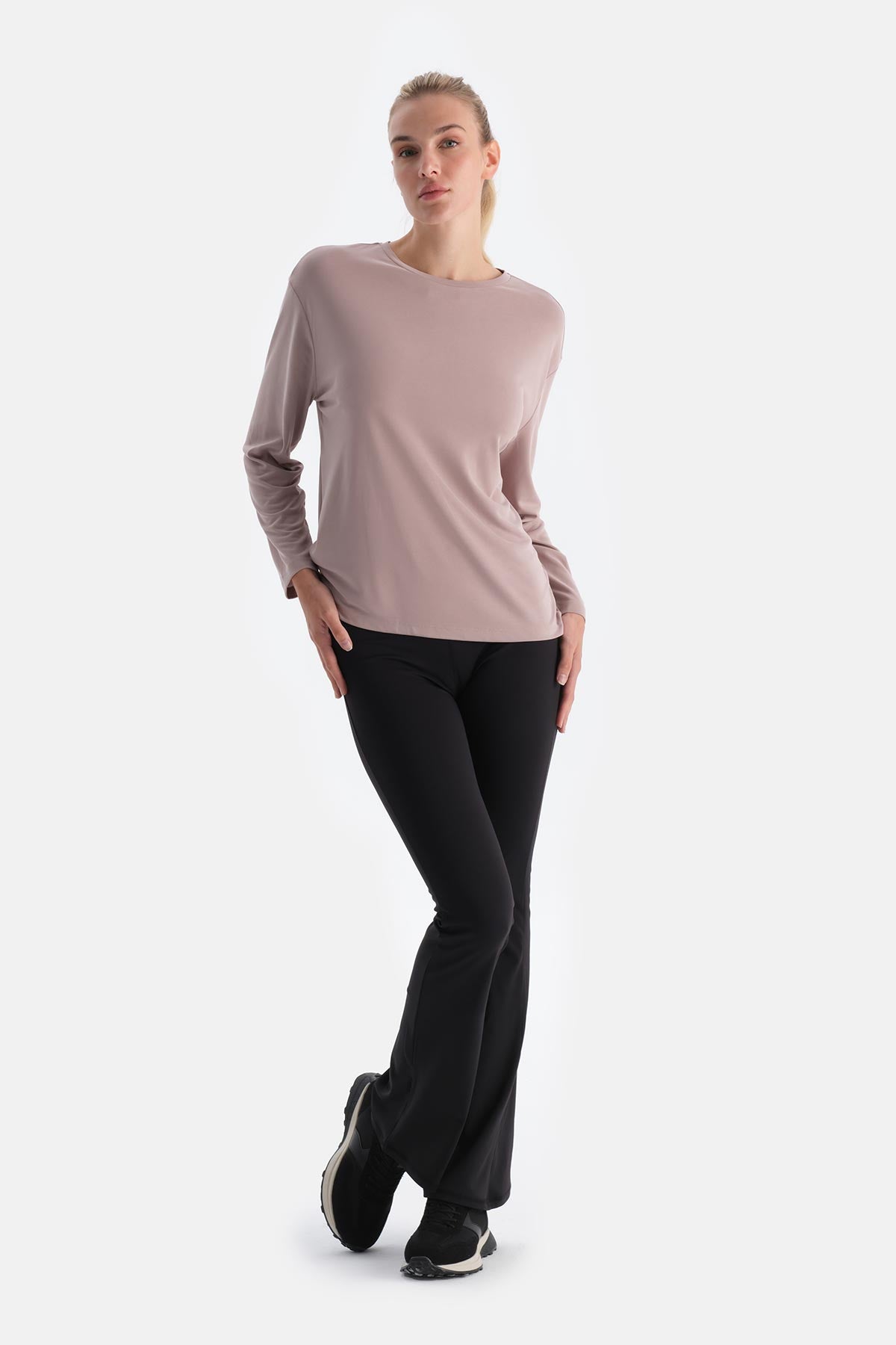 Pudra Kadın Modal Uzun Kollu Tişört