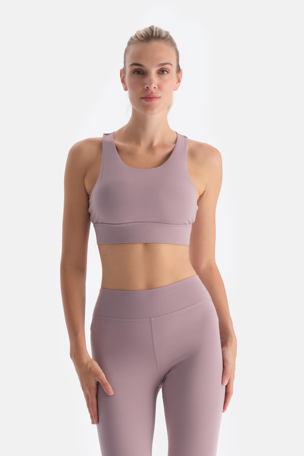 Dusty Rose TULLE BACK DETAILED SPORTS BRA