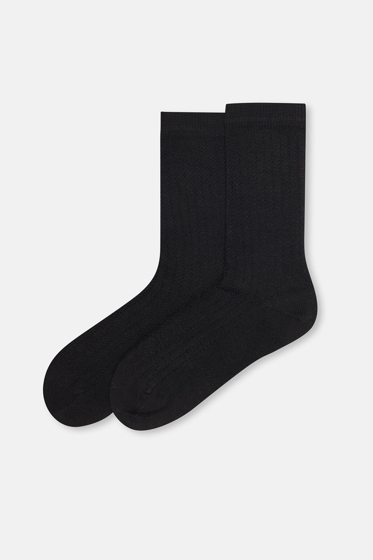 Siyah Kadın Ajurlu Bambu Çorap