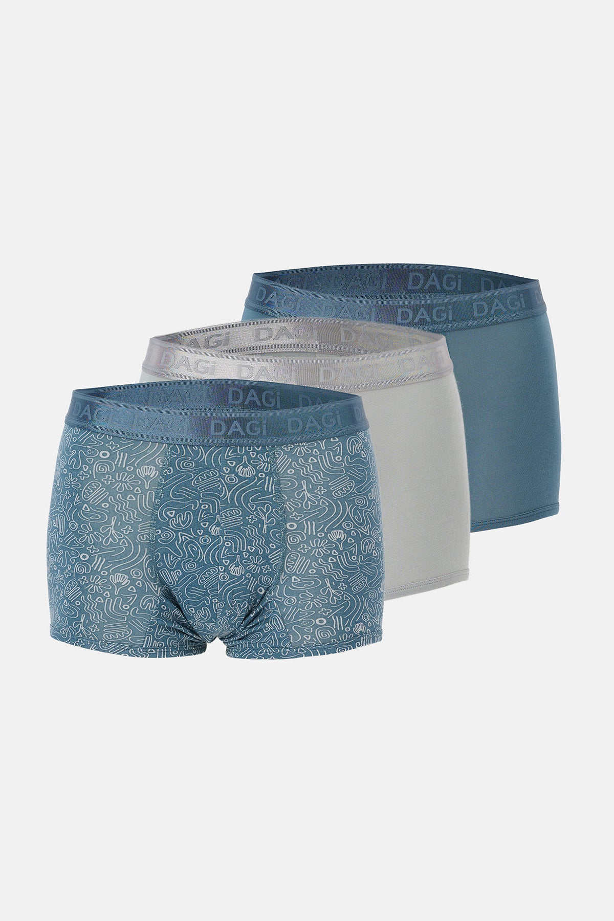 Açık Gri-Gri 3'Lü Desenli Micro Modal Boxer