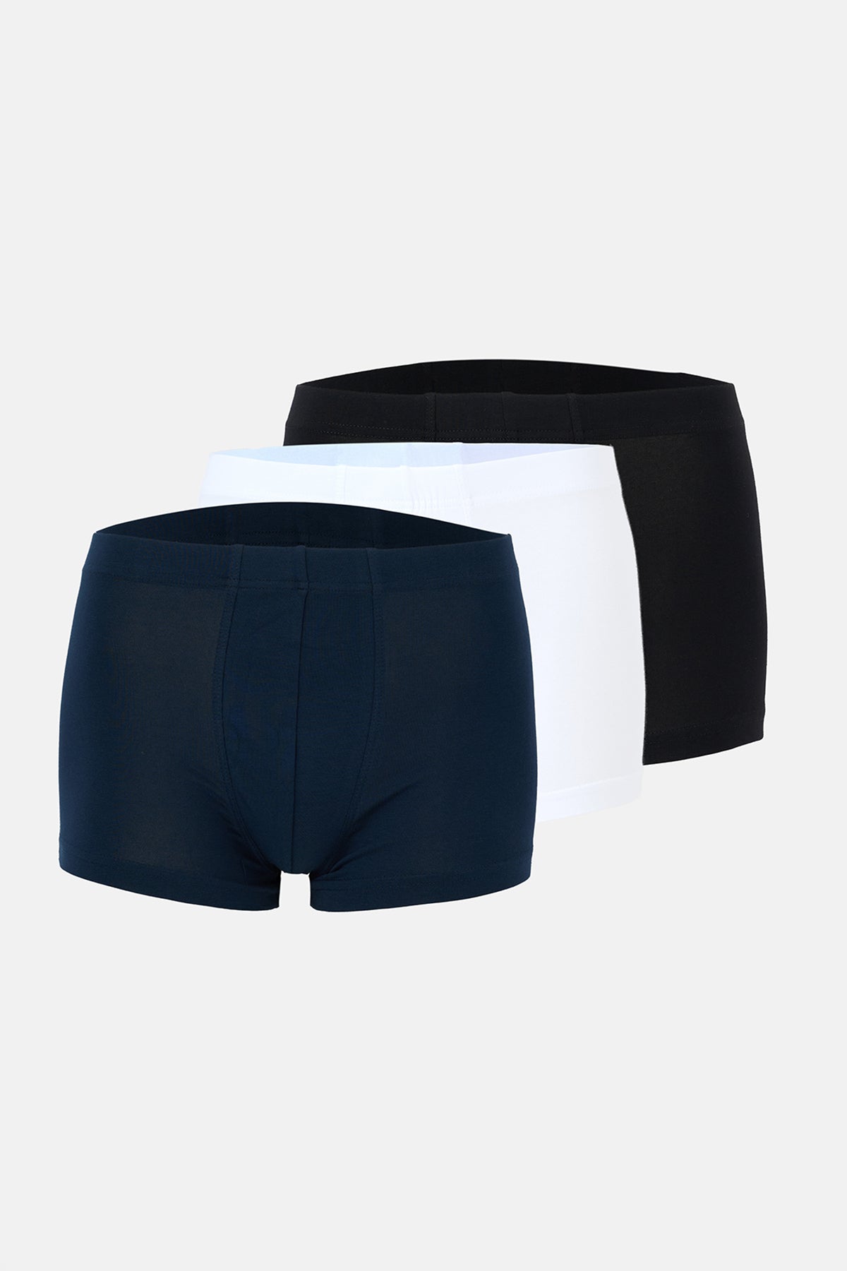Beyaz-Lacivert 3'lü Kumaş Kaplama Basic Boxer