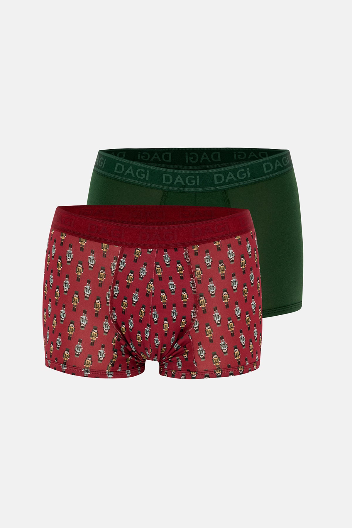 Kırmızı-Yeşil Kırmızı-Yeşil Desenli Micro Modal Boxer