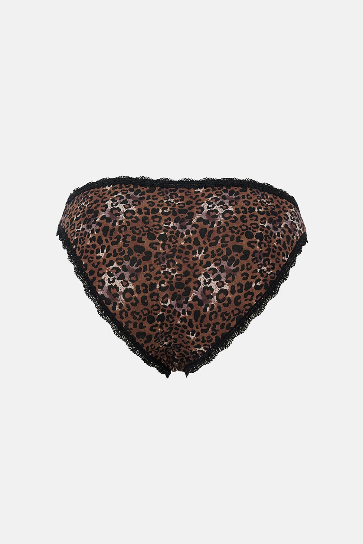 Bej-Kahverengi-Siyah Kadın 3'lü Dantel Detaylı Desenli Brief Külot