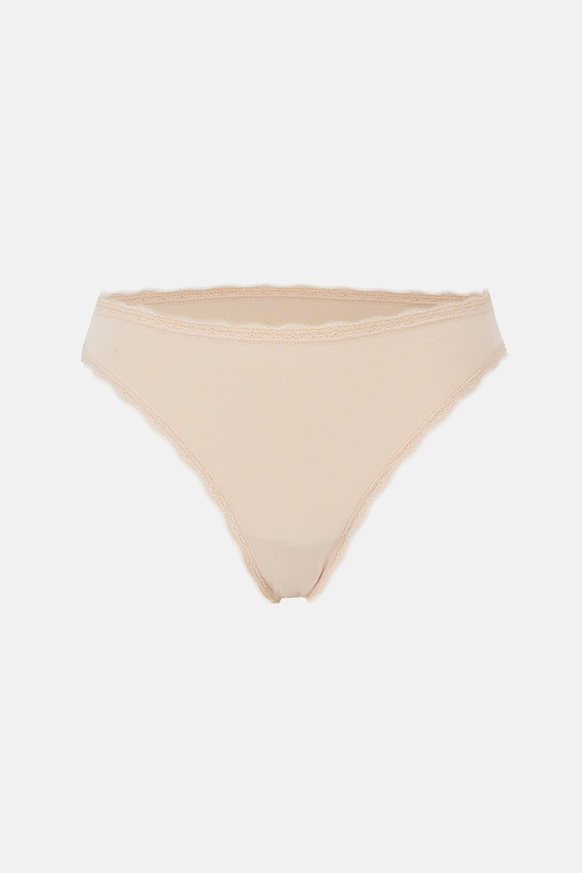 Bej-Kahverengi-Siyah Kadın 3'lü Dantel Detaylı Desenli Brief Külot