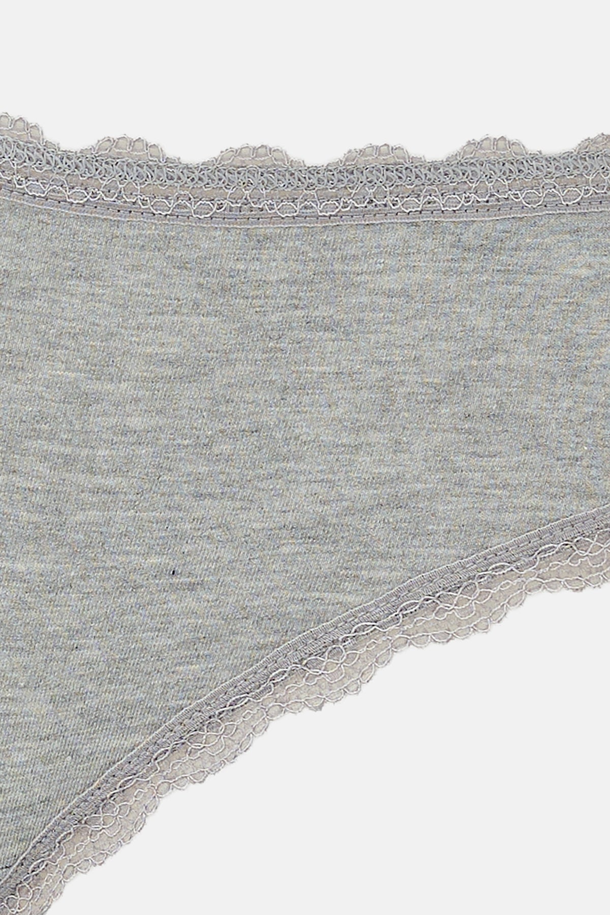 Açık Mavi-Gri Melanj-Mint Kadın 3'lü Dantel Detaylı Düz Hipster Külot