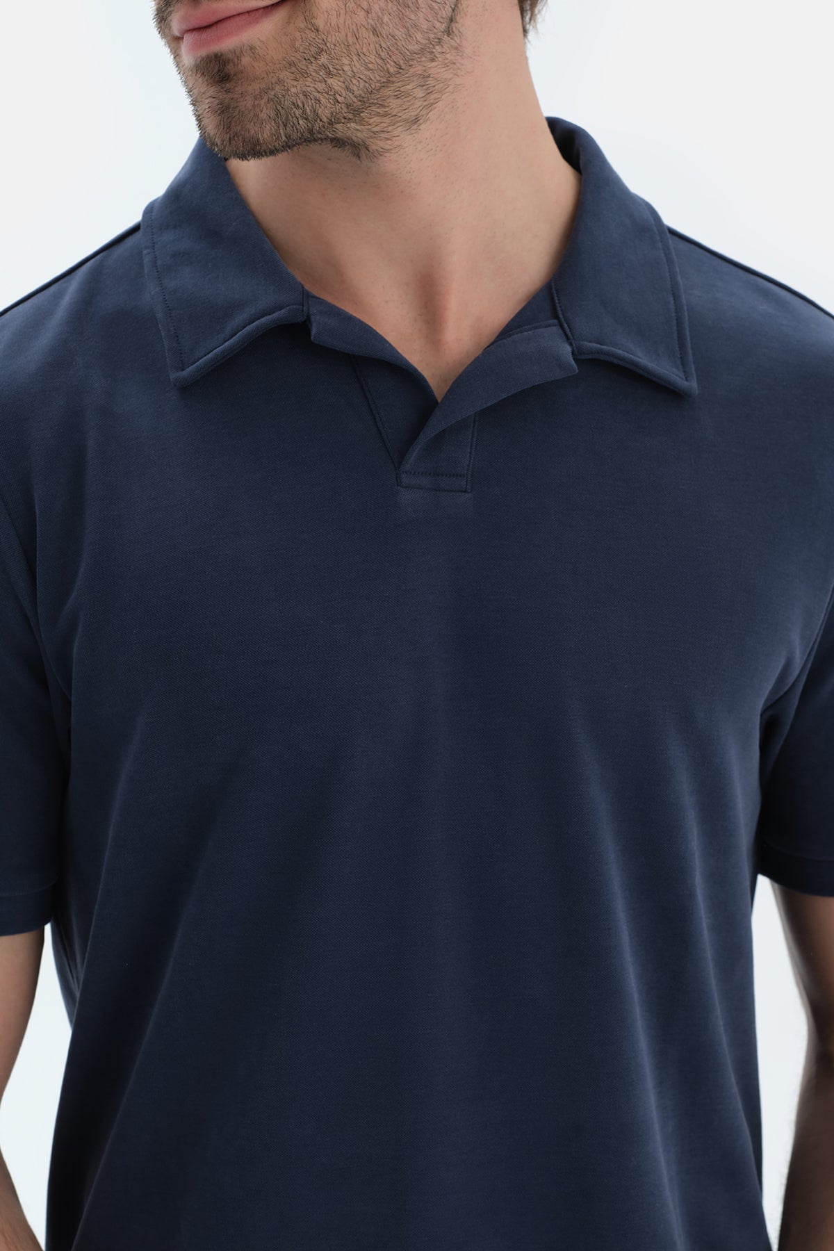 Indigo Polo Yaka Kısa Kollu Modal Pike Tişört