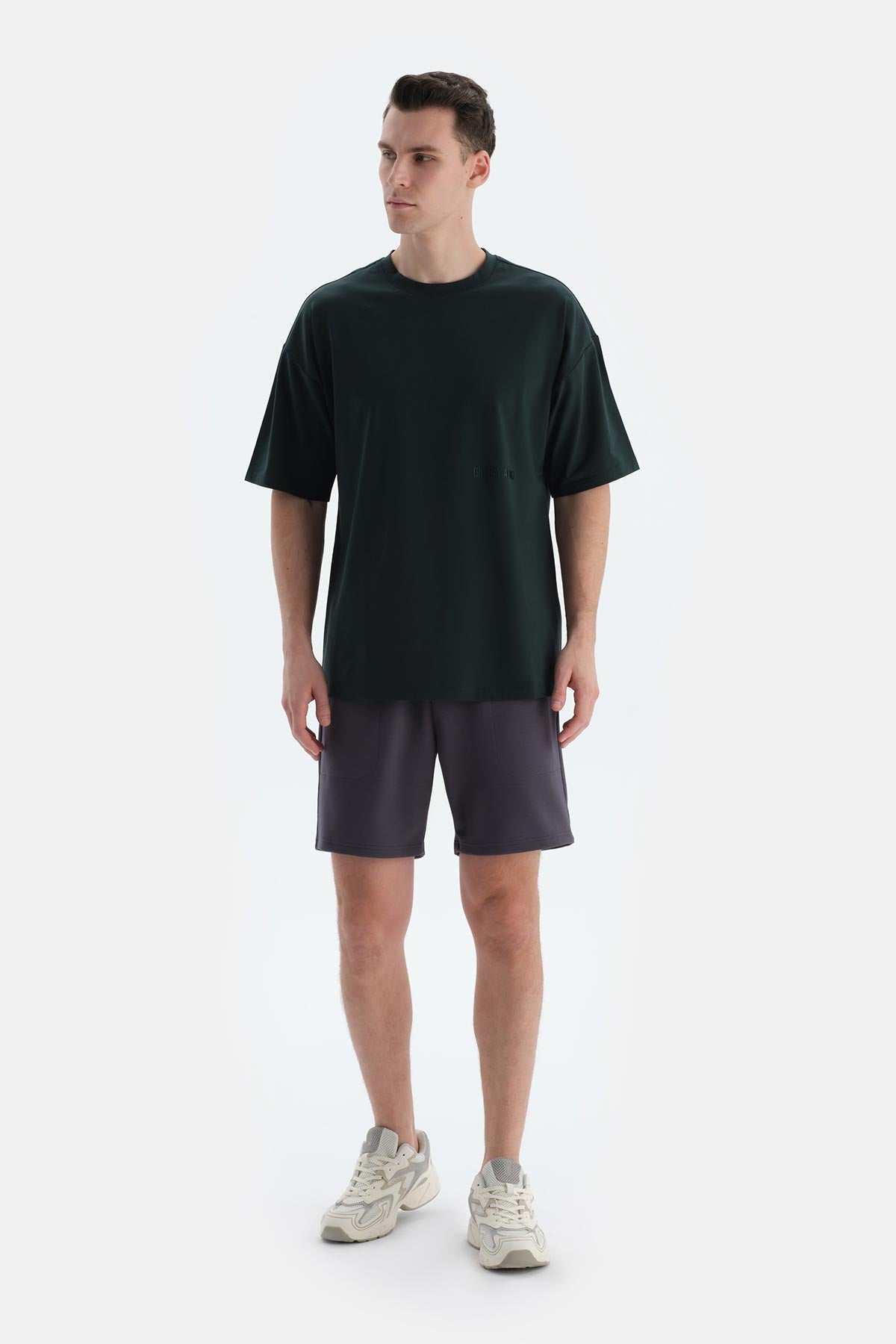 Koyu Yeşil Erkek Slogan Baskılı Tişört