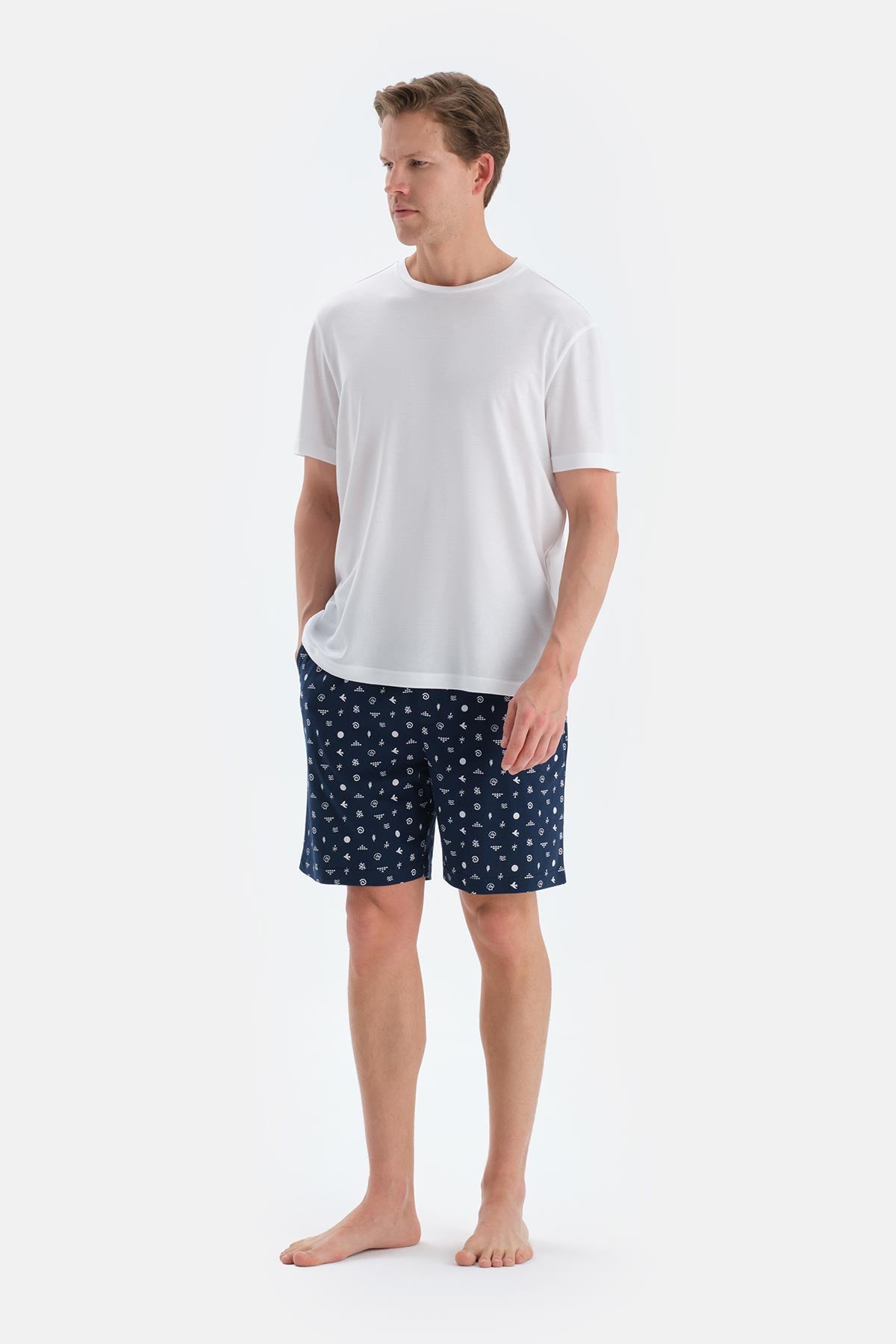 Lacivert Penye Modal Ikili Şort