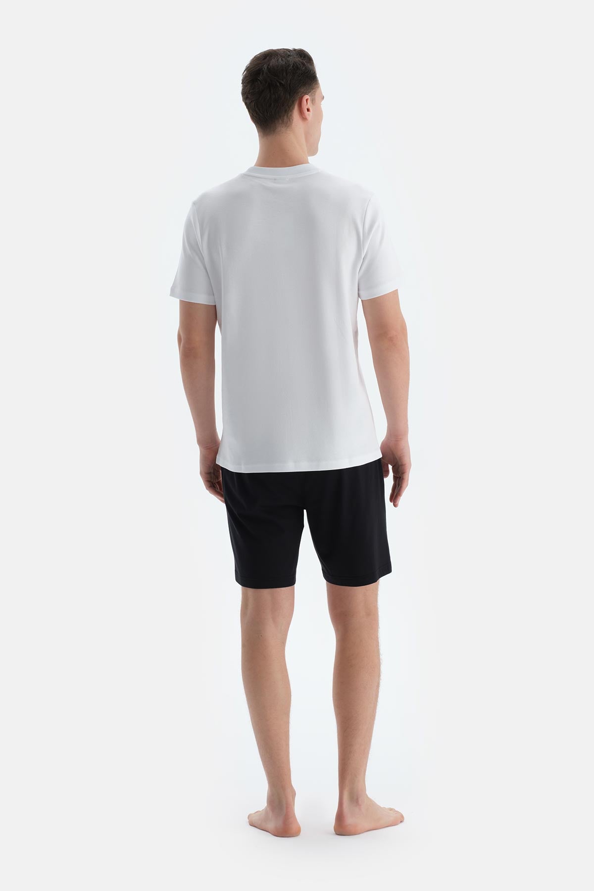 Bordo-Siyah Pamuk Modal Ikili Örme Şort