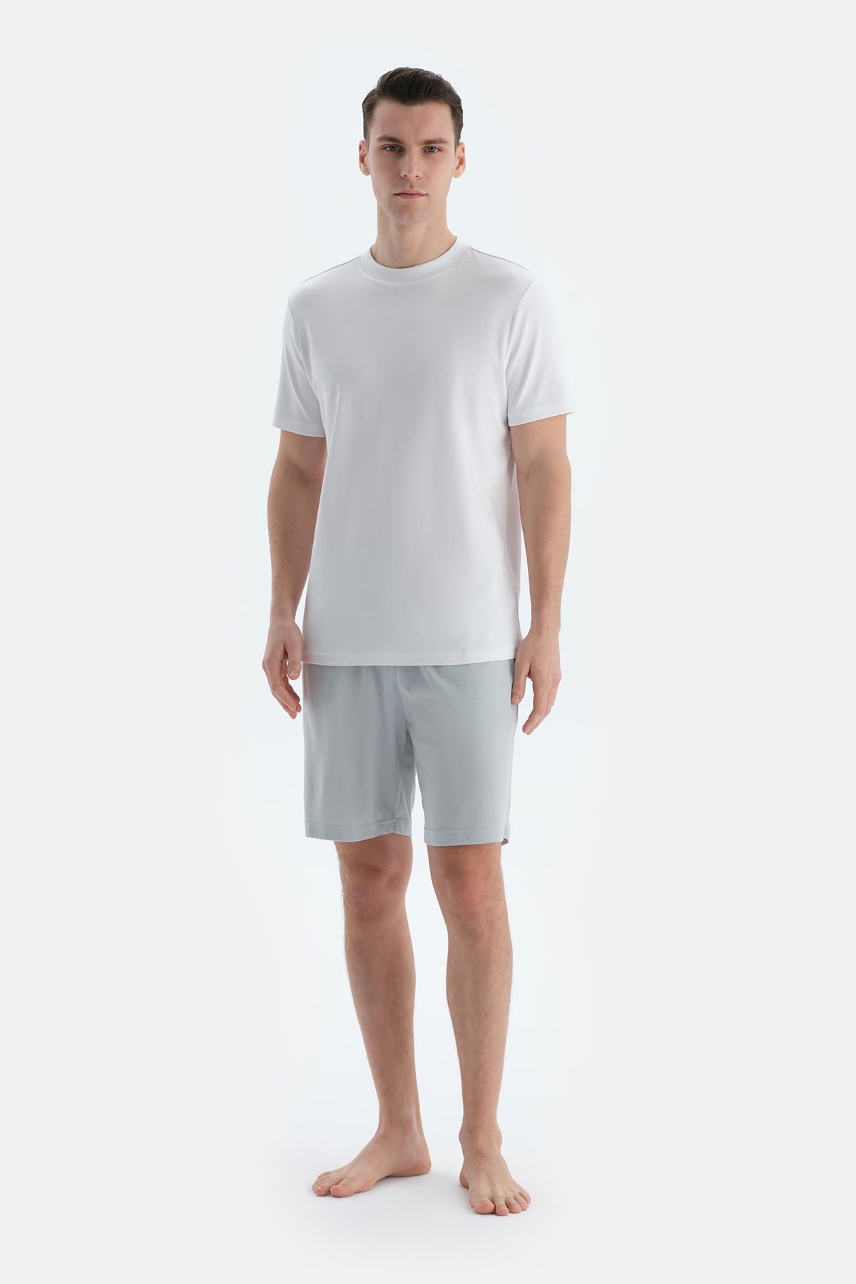 Gri-Indigo Pamuk Modal Ikili Örme Şort