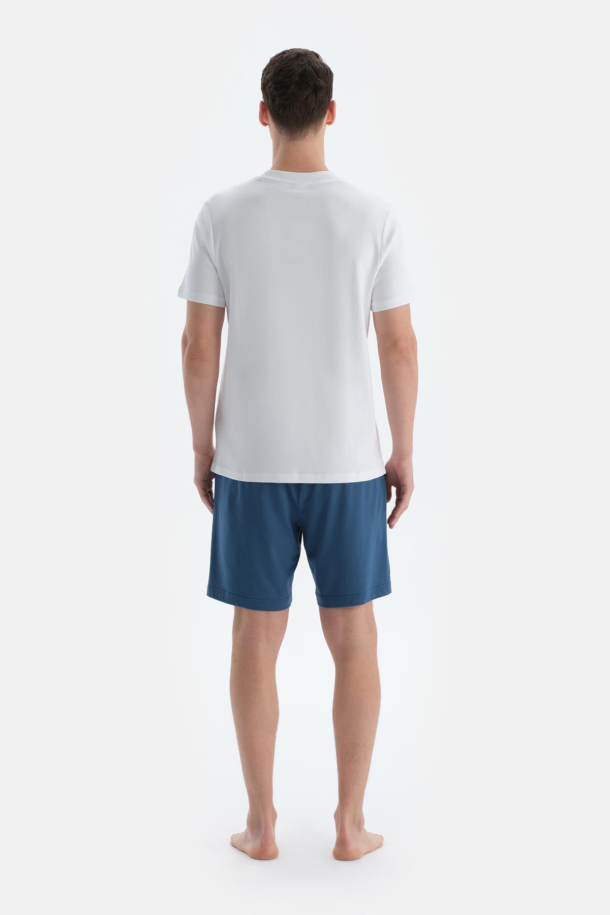 Gri-Indigo Pamuk Modal Ikili Örme Şort