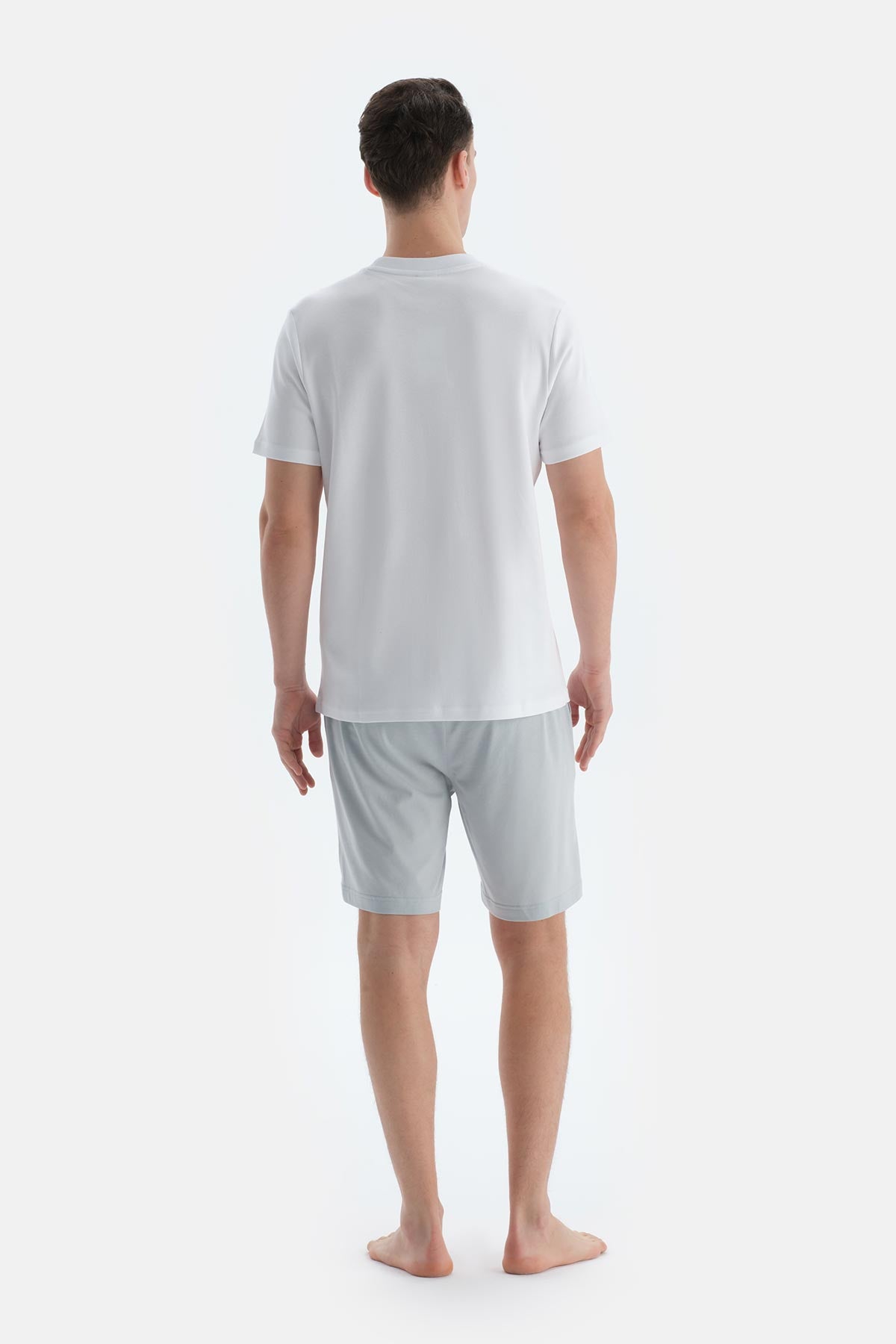 Gri-Indigo Pamuk Modal Ikili Örme Şort