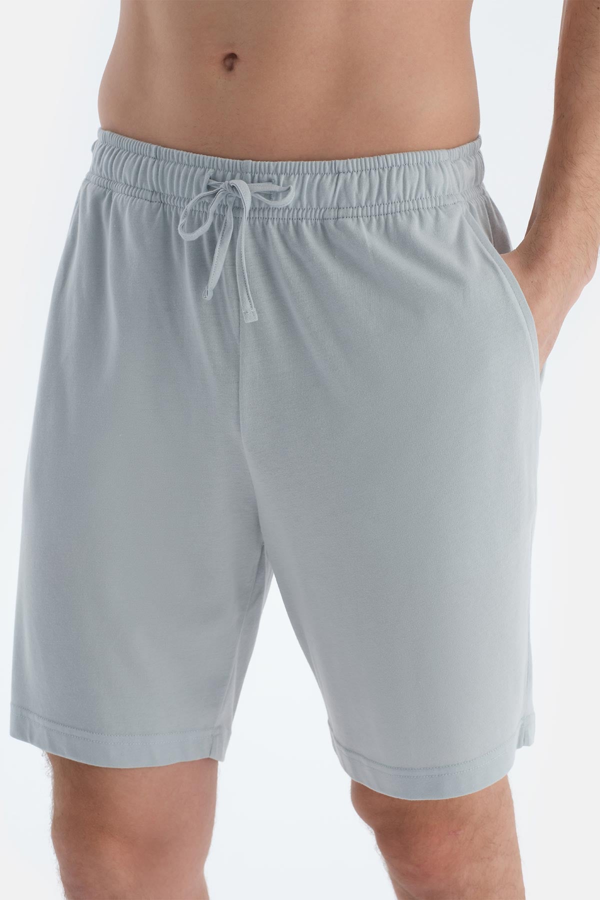 Gri-Indigo Pamuk Modal Ikili Örme Şort