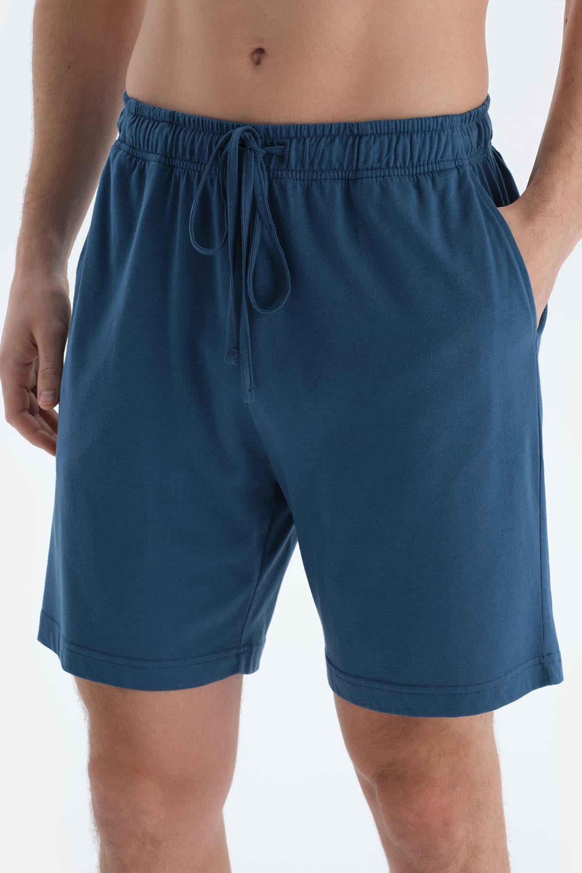 Gri-Indigo Pamuk Modal Ikili Örme Şort